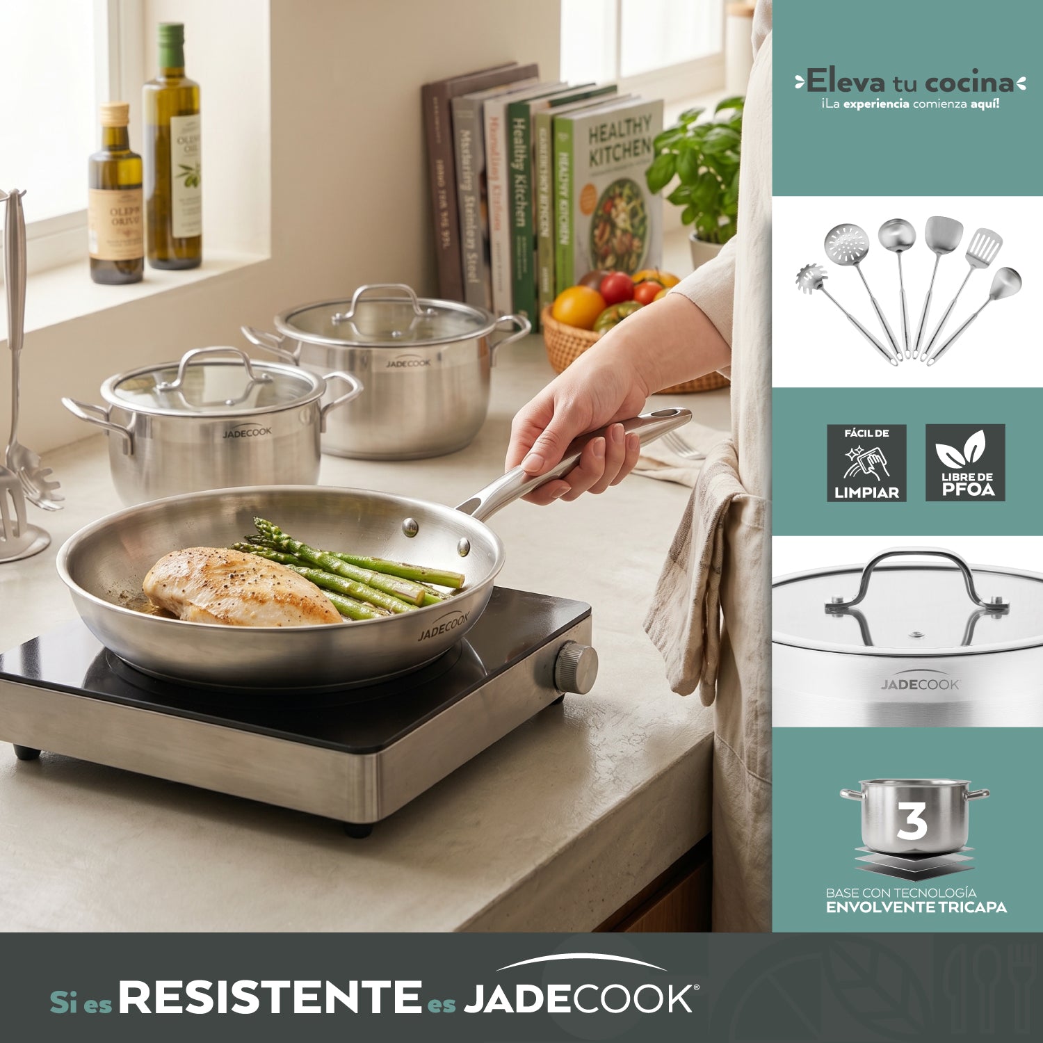 Batería de Acero Inoxidable Jade Cook 17 Piezas