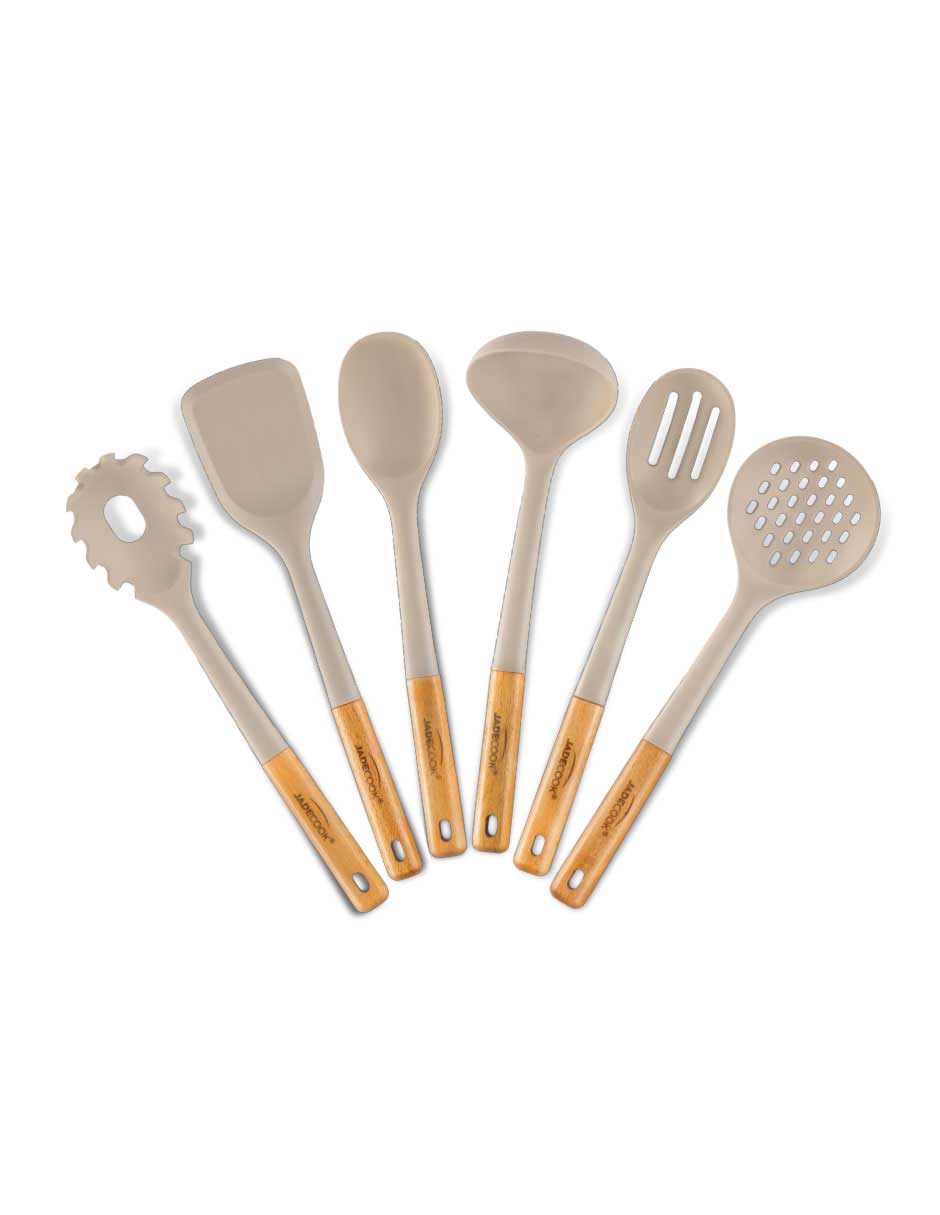 Juego de Utensilios 6 Piezas con Mangos de Madera Jade Cook