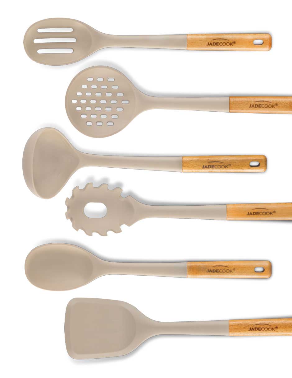 Juego de Utensilios 6 Piezas con Mangos de Madera Jade Cook