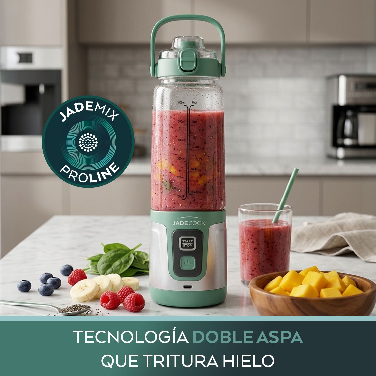 Licuadora portátil Doble Aspa Jade Cook 750 ml