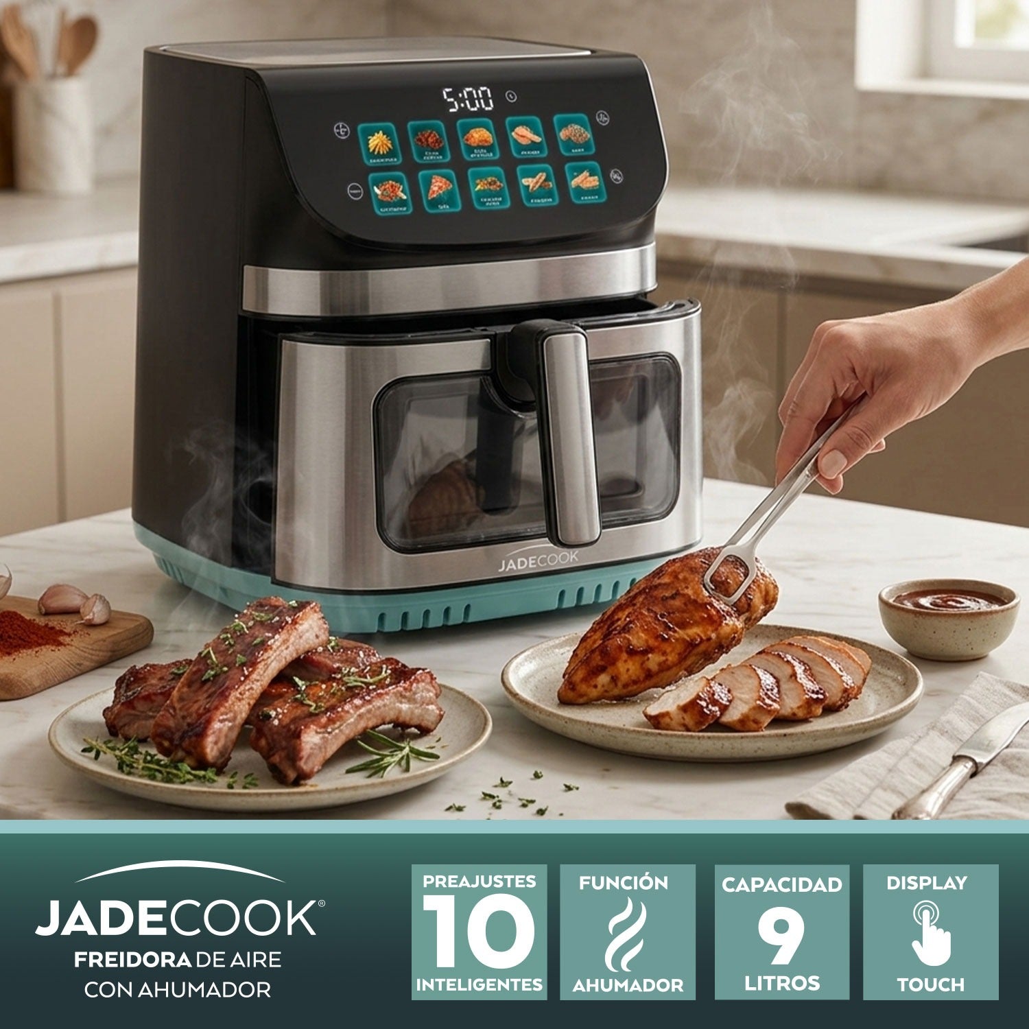 Freidora de aire con ahumador 9 Litros Jade Cook