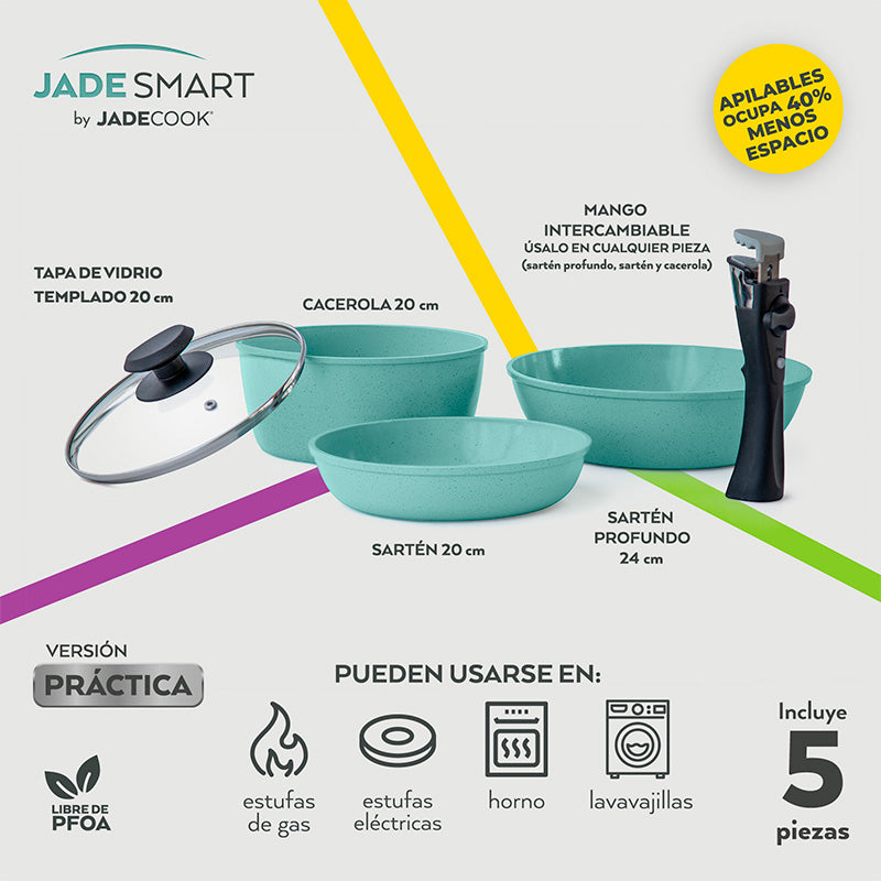 Paquete 2 baterías apilables Jade Smart | Apilables con Mango Removible