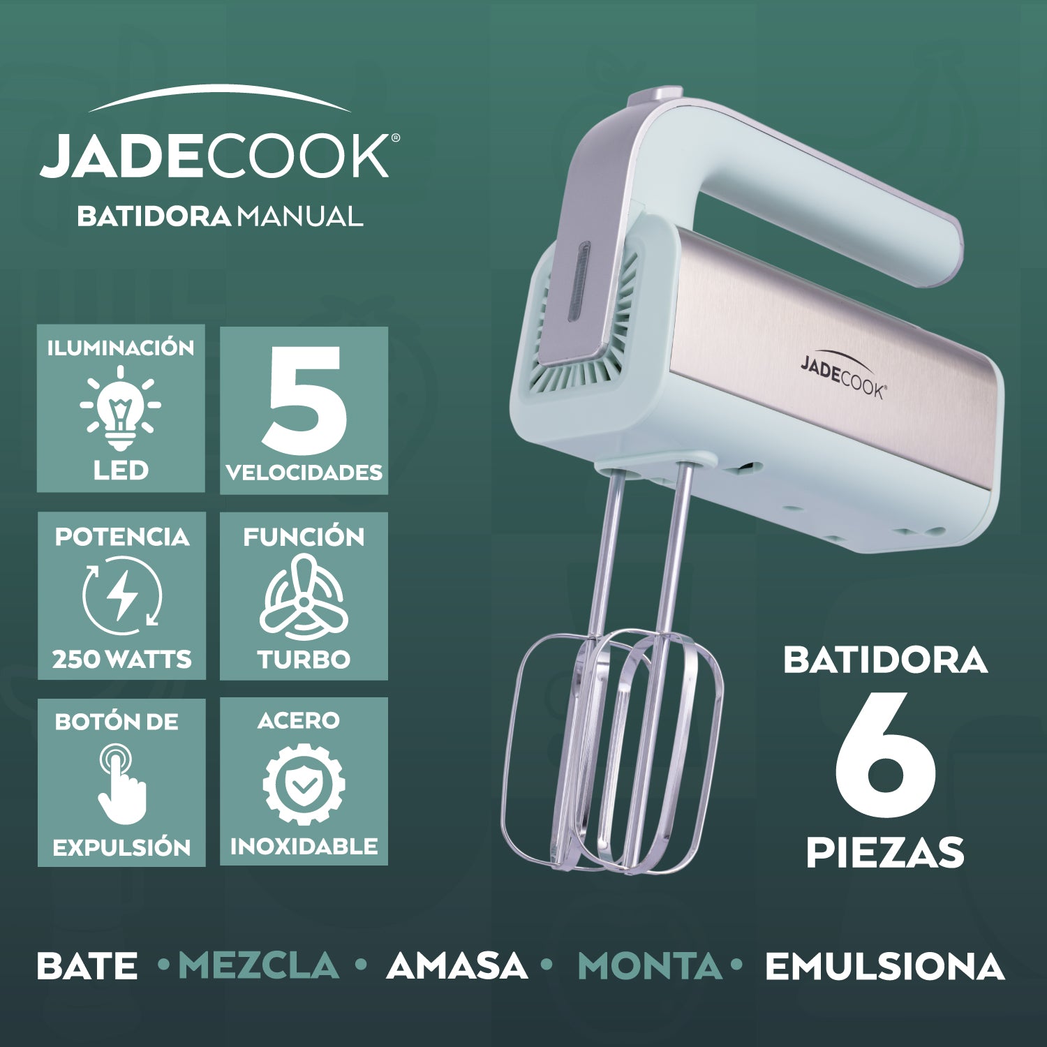 Batidora Manual de 5 velocidades Jade Cook