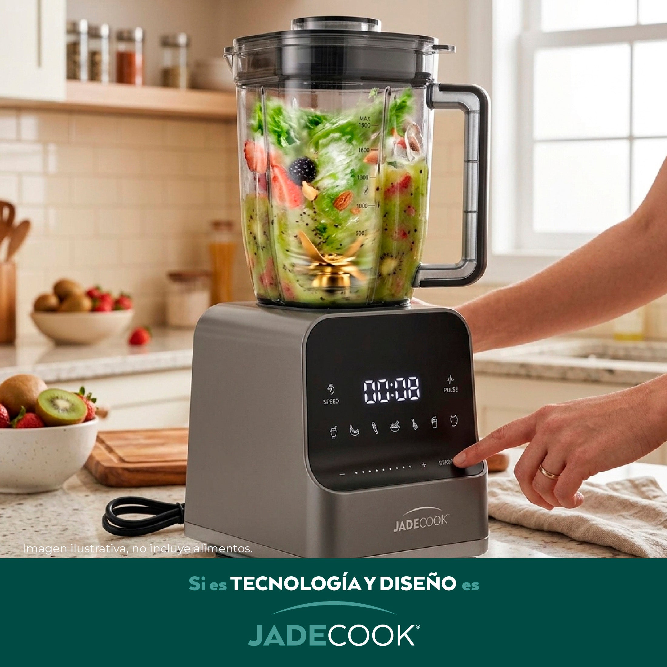 Licuadora Tritán 1000 w con Panel Touch 1.5L Jade Cook
