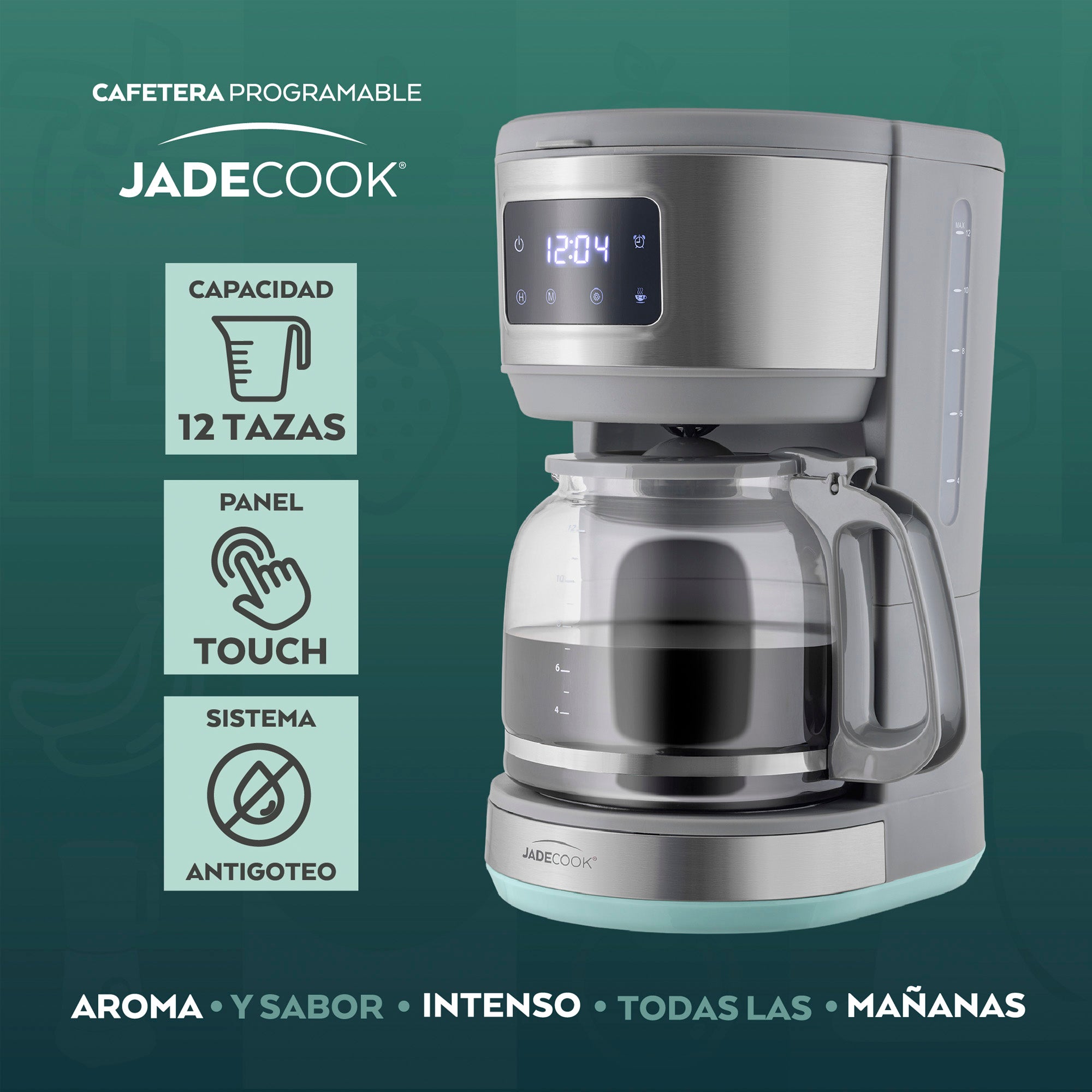 Cafetera programable 12 tazas Jade Cook