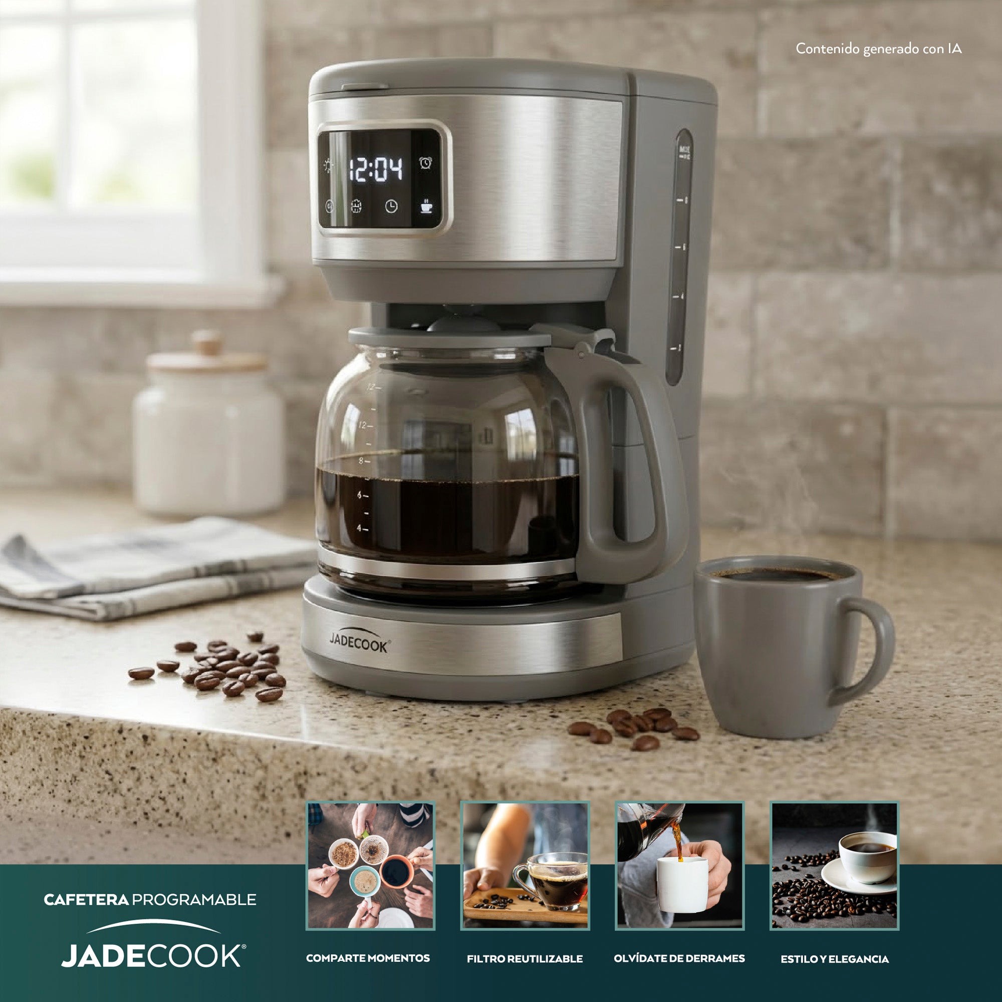 Cafetera programable 12 tazas Jade Cook