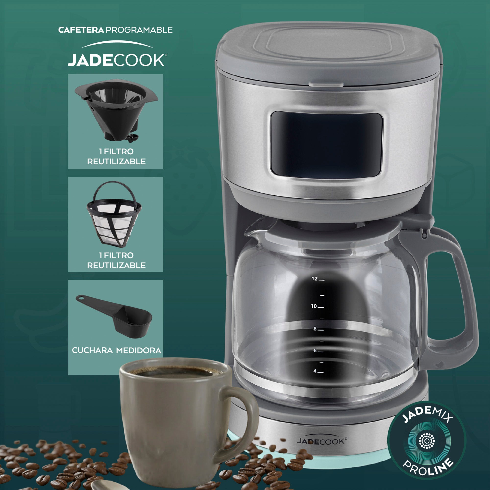 Cafetera programable 12 tazas Jade Cook