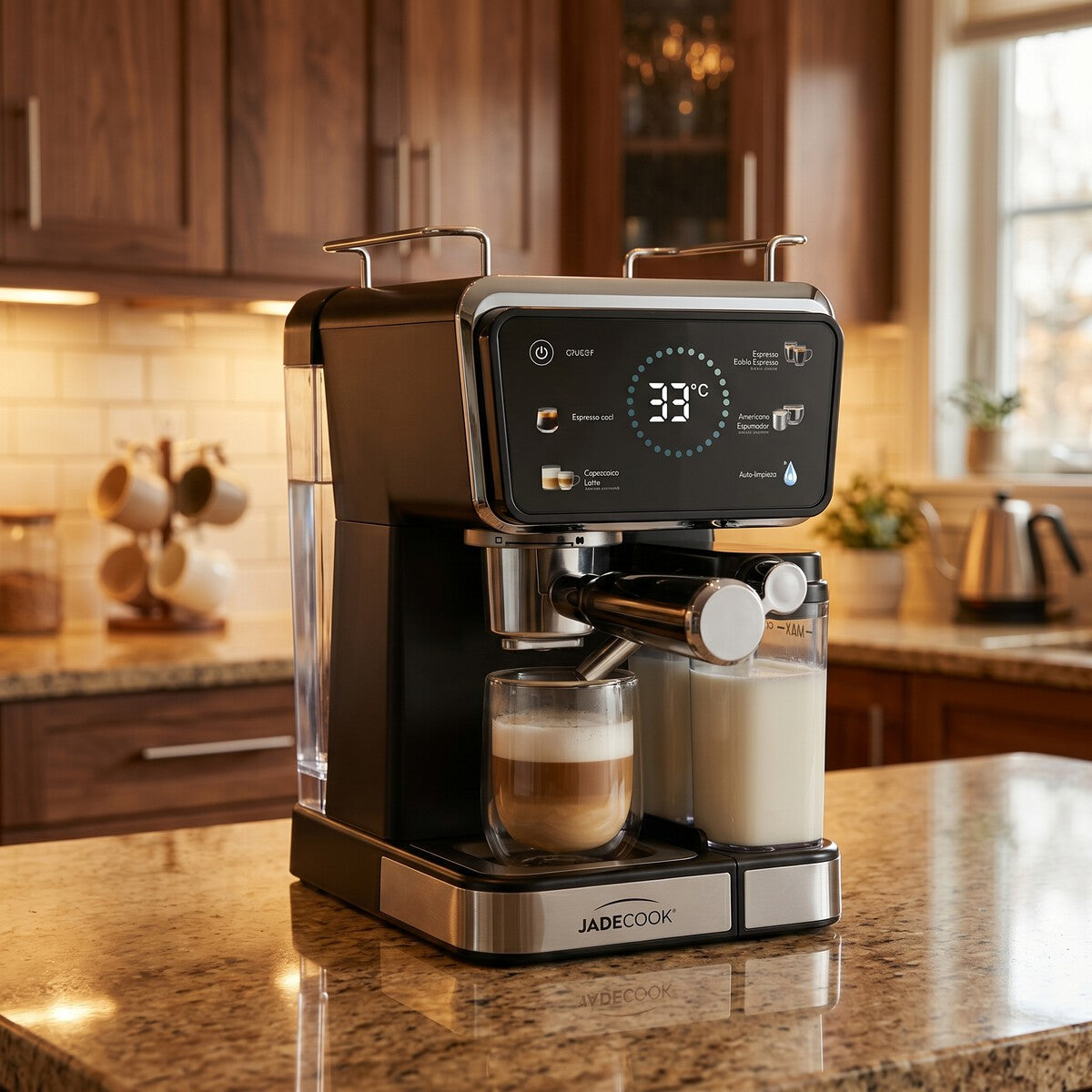Máquina de espresso Digital Pro Jade Cook | Panel digital, espumador de leche, 20 bares de presión