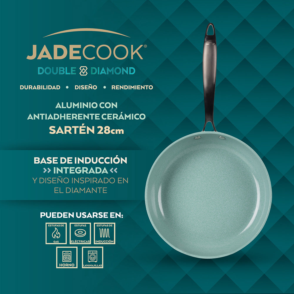 Sartén de 28 cm Jade Cook Double Diamond con Antiadherente Cerámico