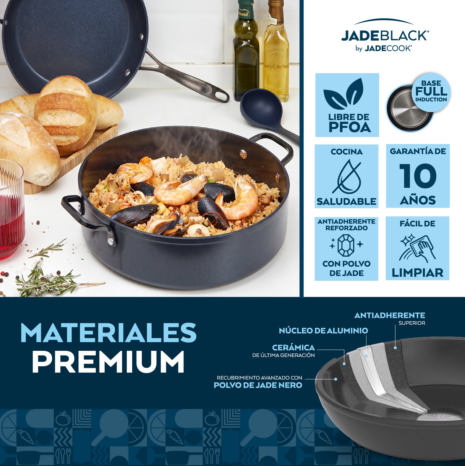 Batería de cocina Jade Black 20 piezas