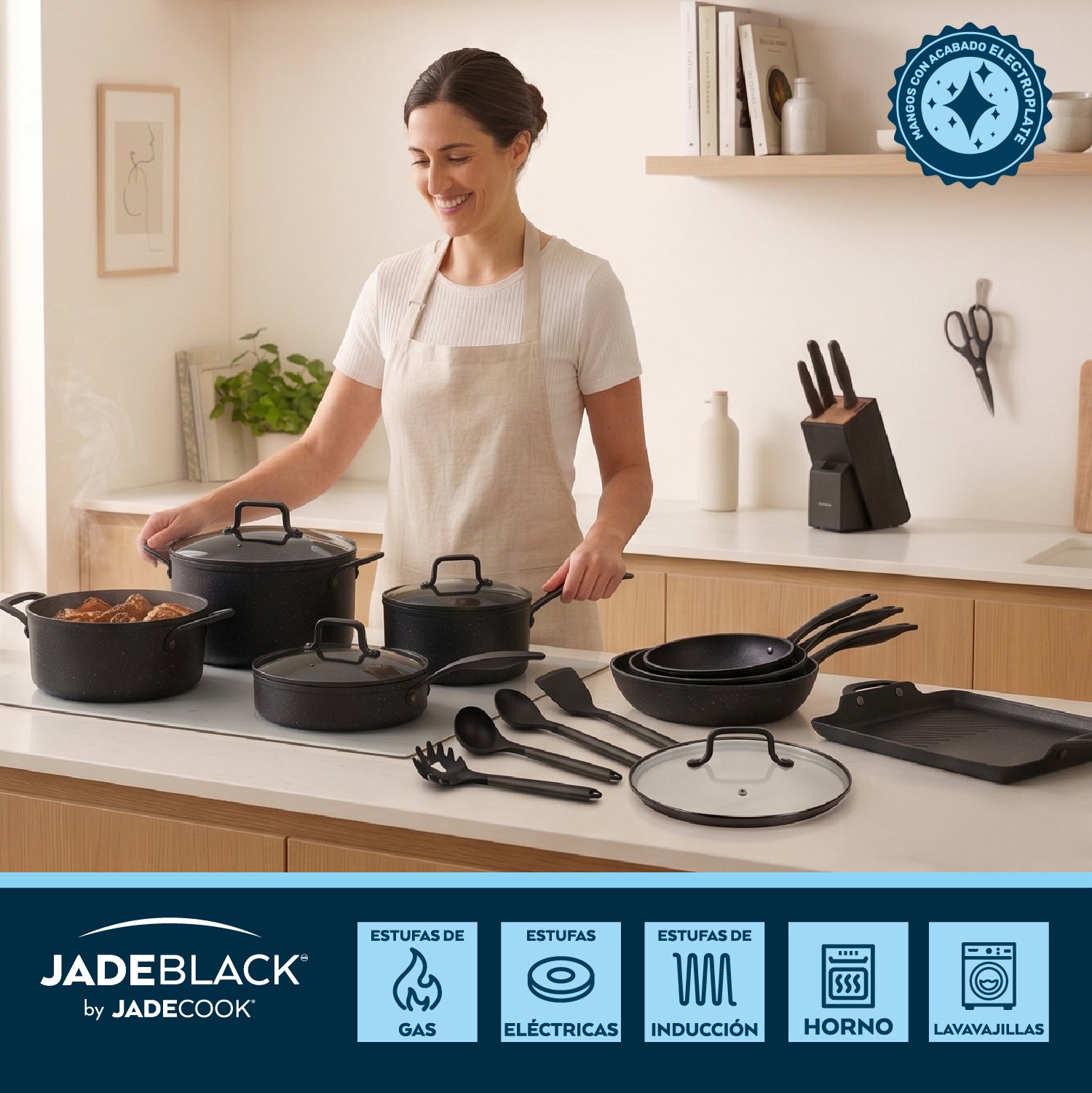 Batería de cocina Jade Black 20 piezas