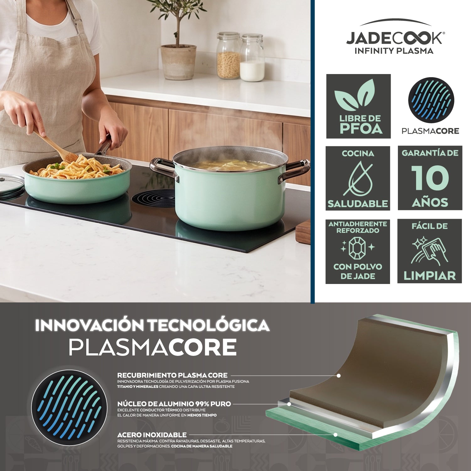 Batería de cocina Jade Cook Infinity Plasma 15 pz