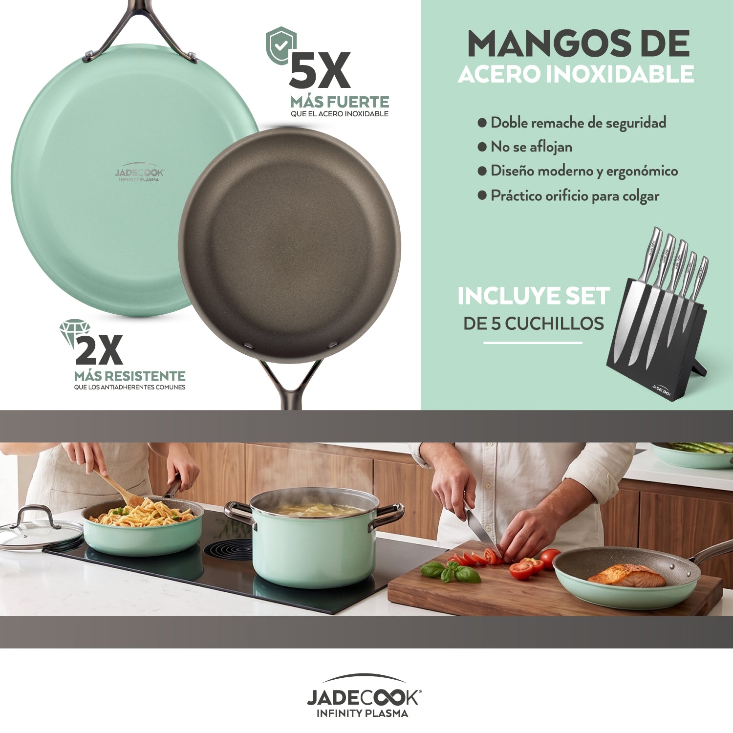 Batería de cocina Jade Cook Infinity Plasma 15 pz
