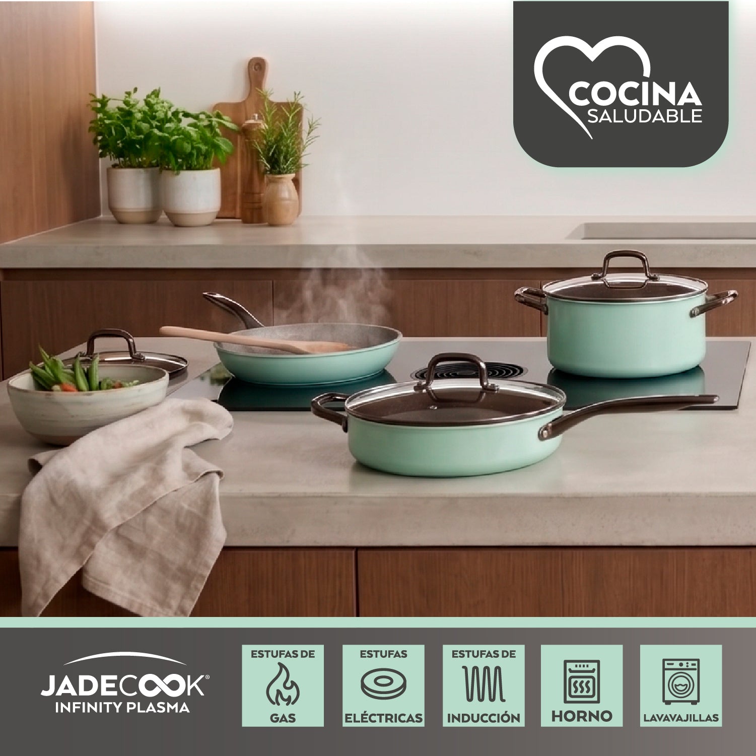 Batería de cocina Jade Cook Infinity Plasma 15 pz