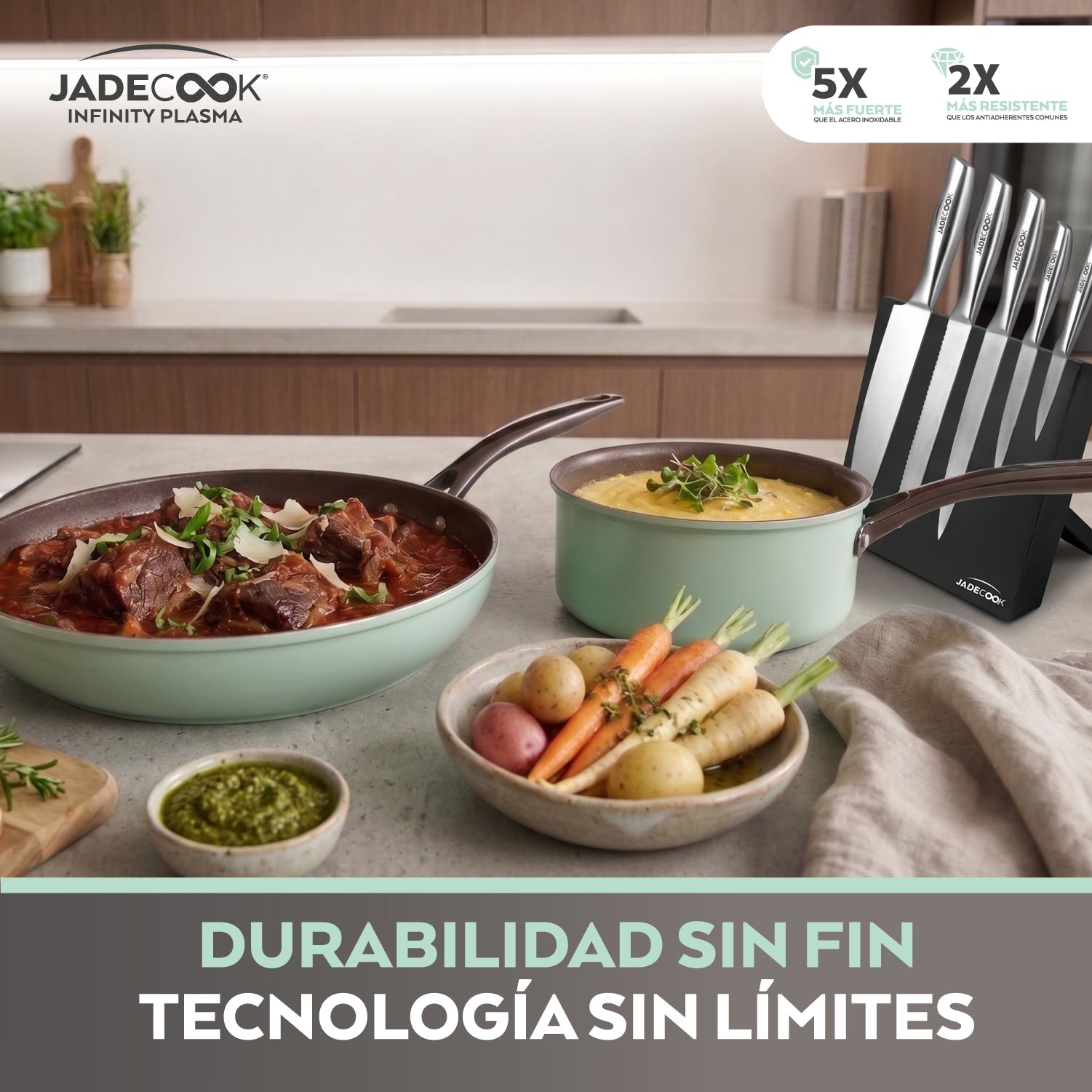 Batería de cocina Jade Cook Infinity Plasma 15 pz