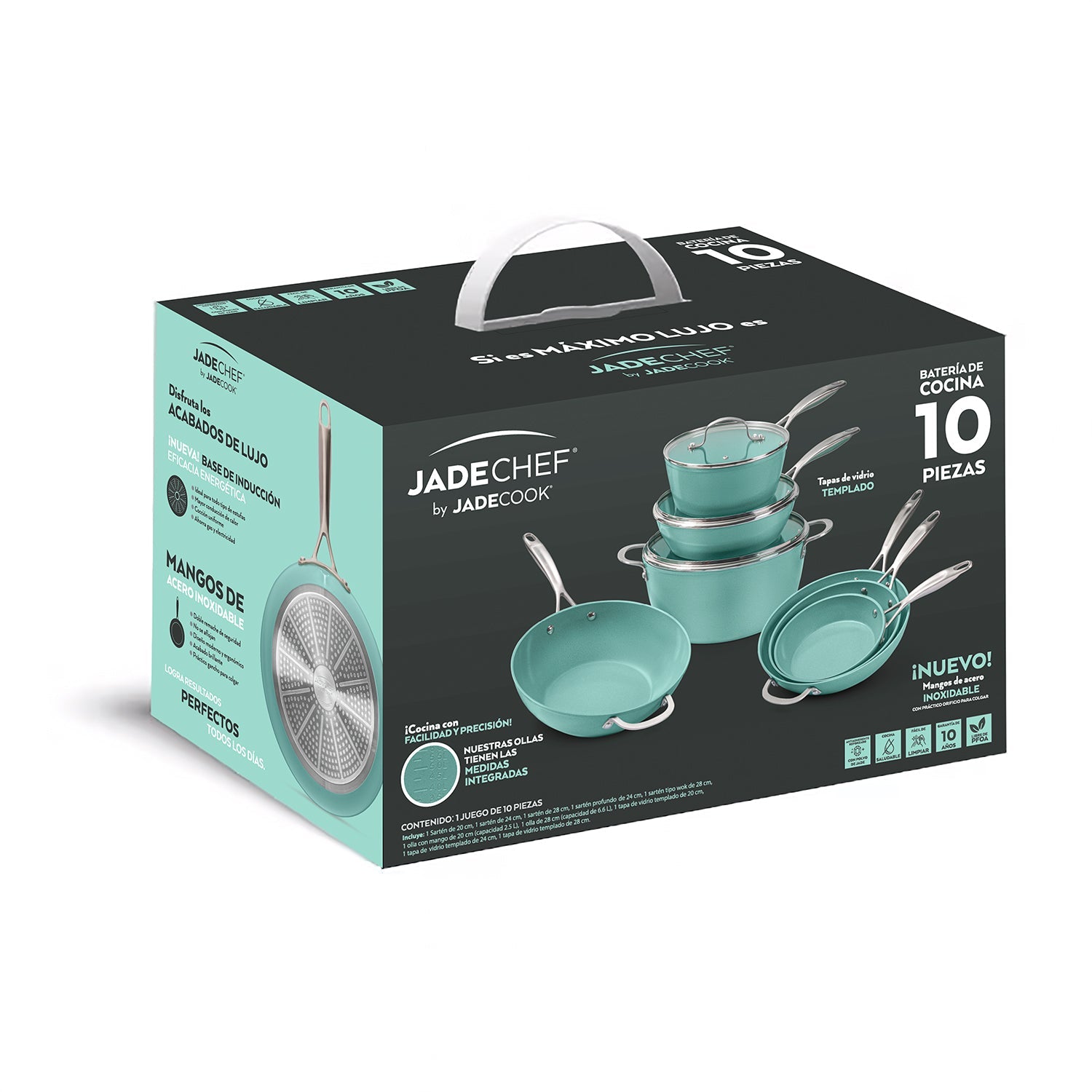 Batería de lujo Jade Chef + Set de cuchillos Jade Cook