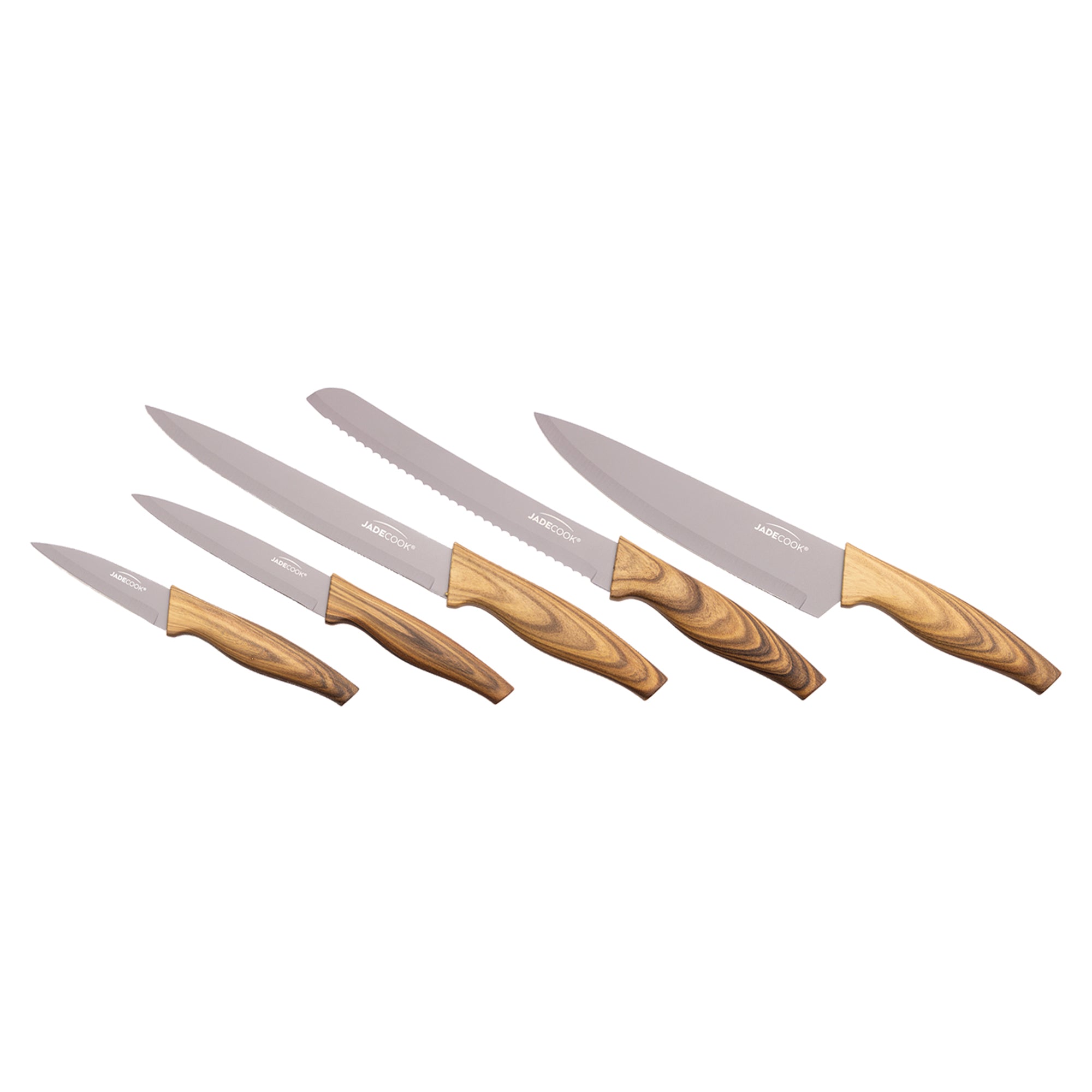 Jade Chef 10 Pzas + 5 Cuchillos Tipo Madera