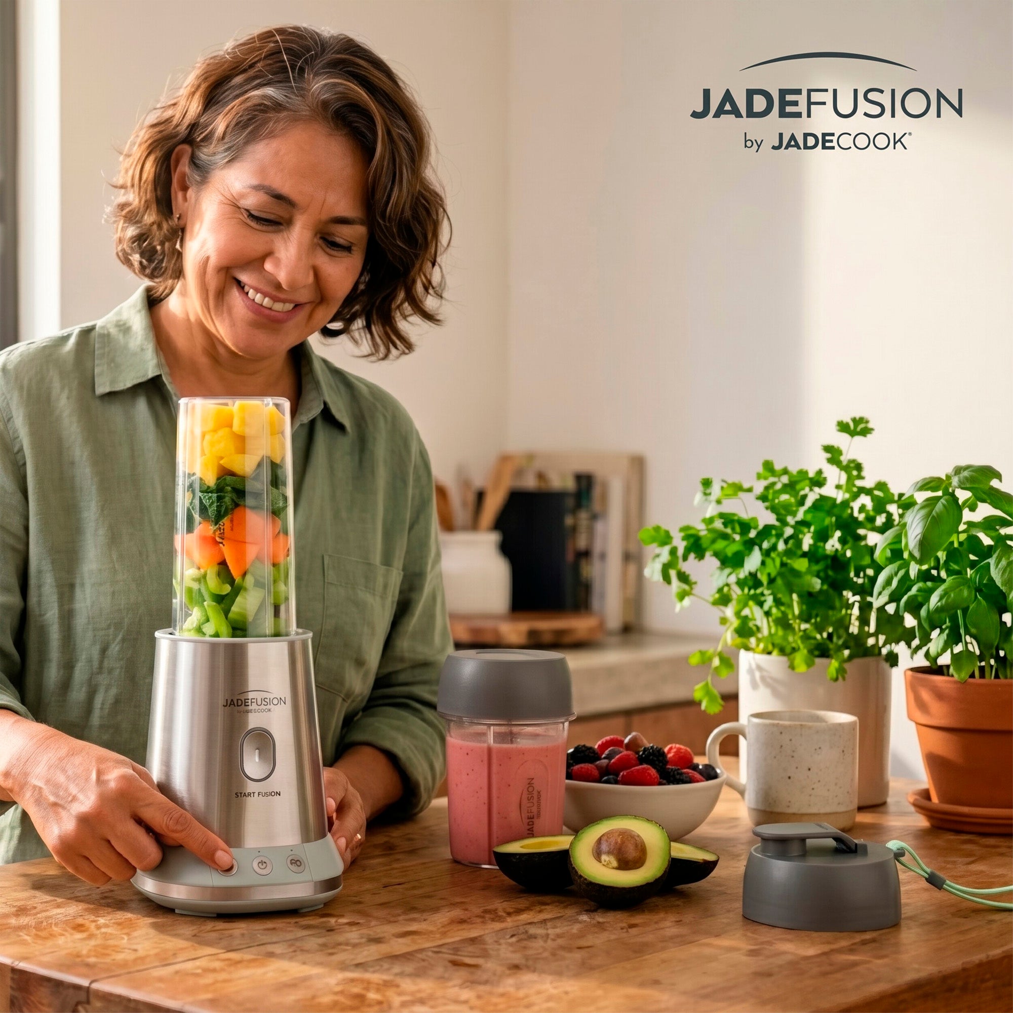 Jade Fusion 1000 watts 6 piezas | Licuadora Procesador de alimentos
