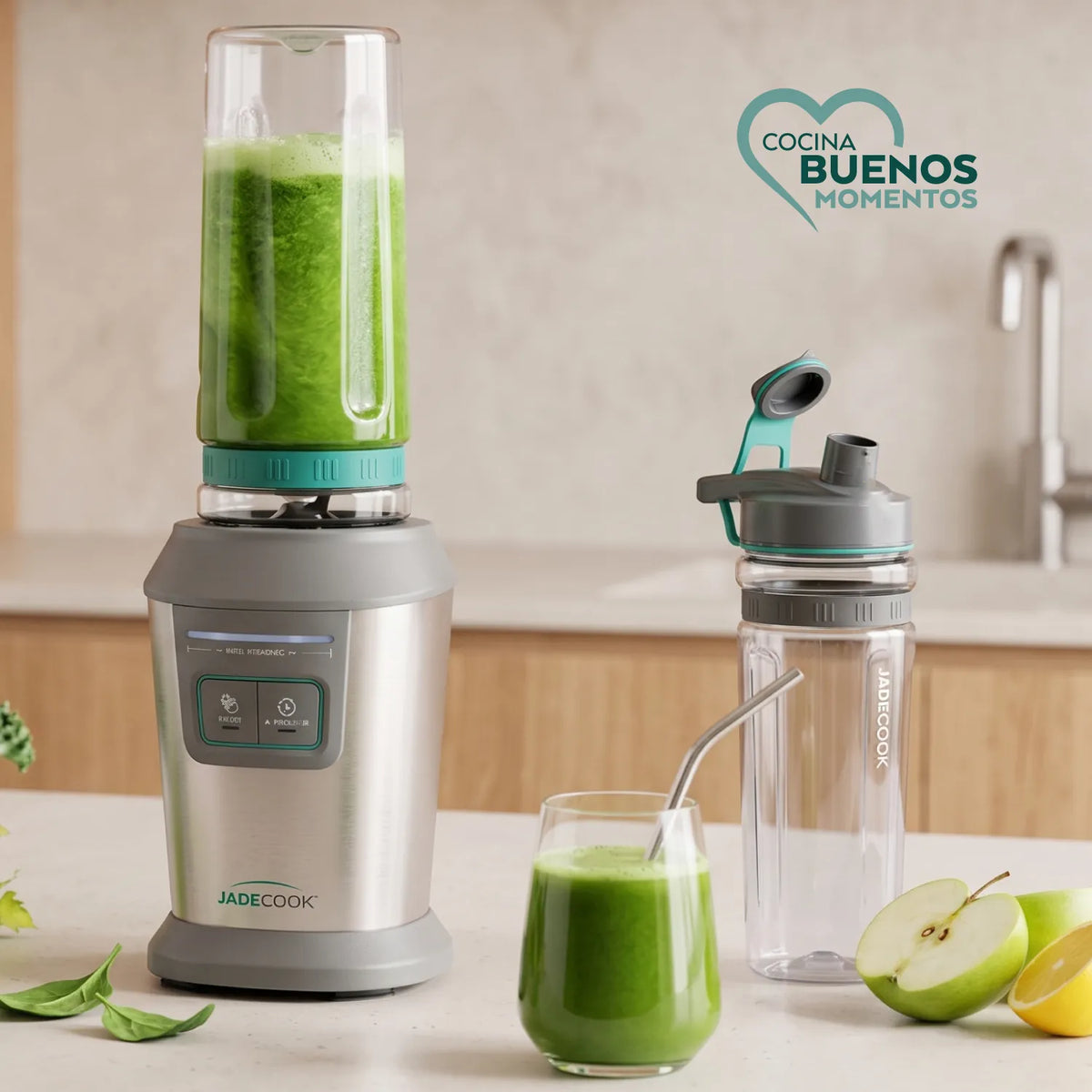 Licuadora Personal JadeCook Quick Blend 700W con Vasos Portátiles Easy Go