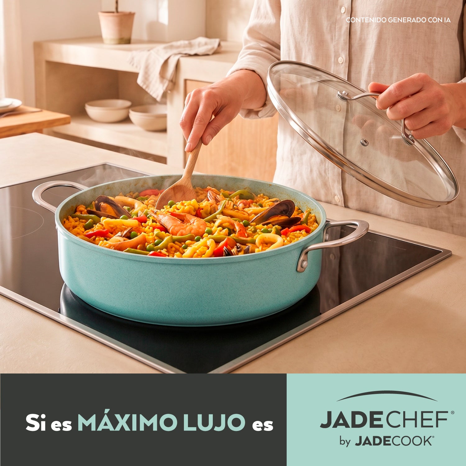 Olla Arrocera con tapa 28 cm Jade Chef
