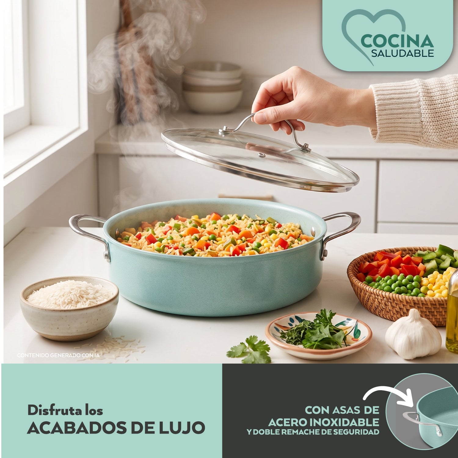 Olla Arrocera con tapa 28 cm Jade Chef