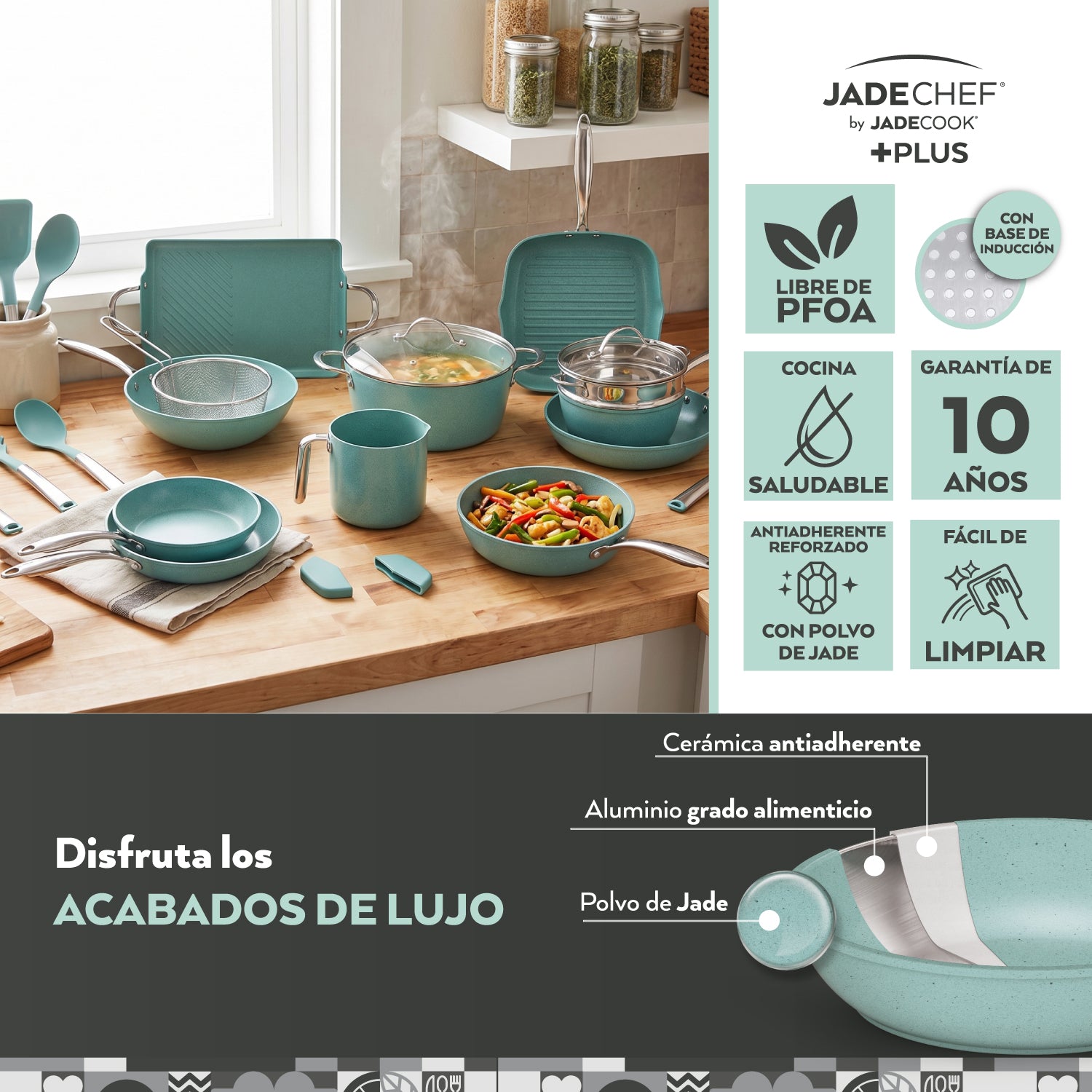 Batería de cocina Jade Chef +Plus 22 piezas