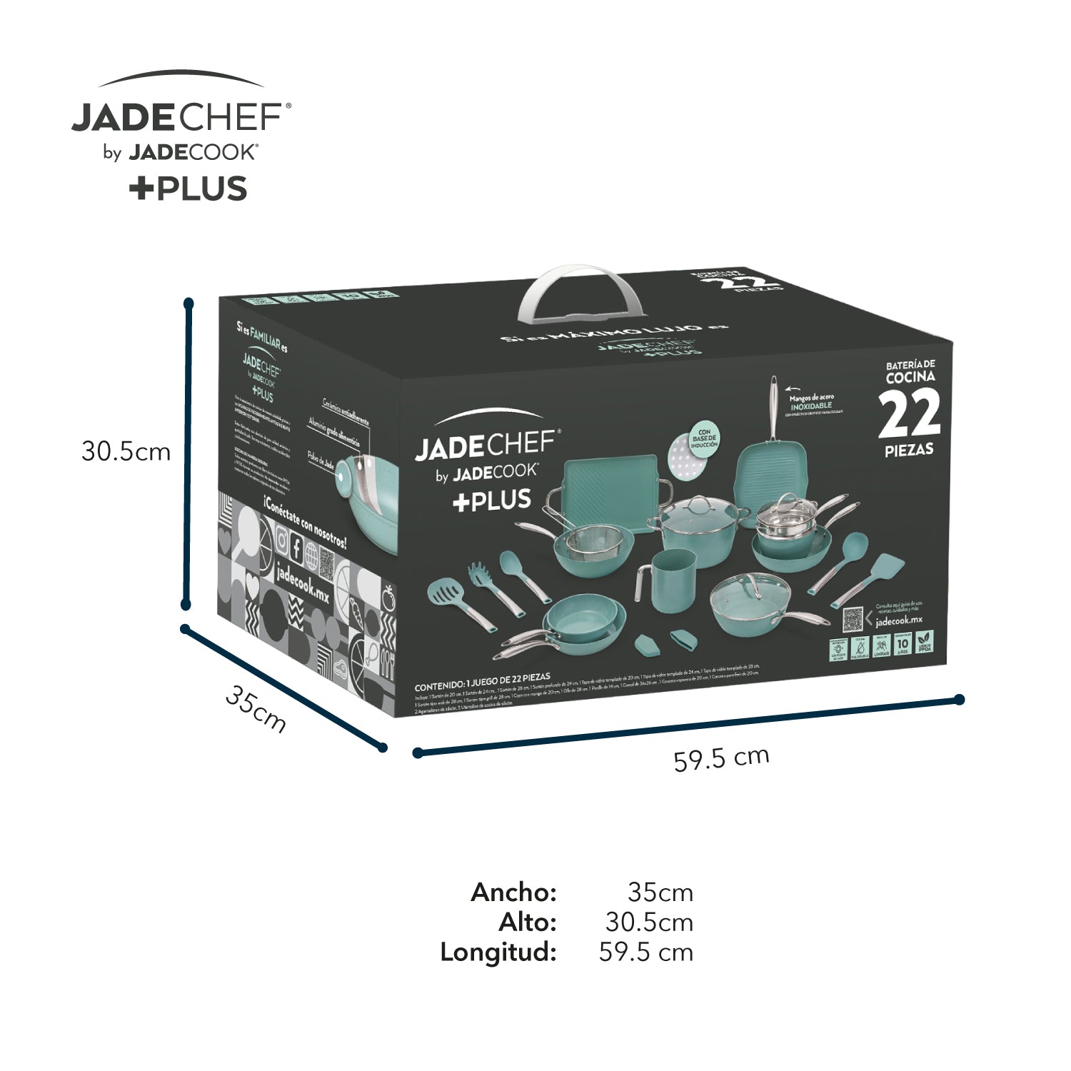 Batería de cocina Jade Chef +Plus 22 piezas