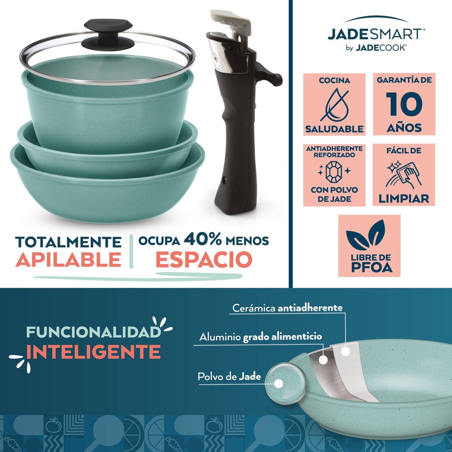 Batería Jade Smart + Cuchillos Jade Cook