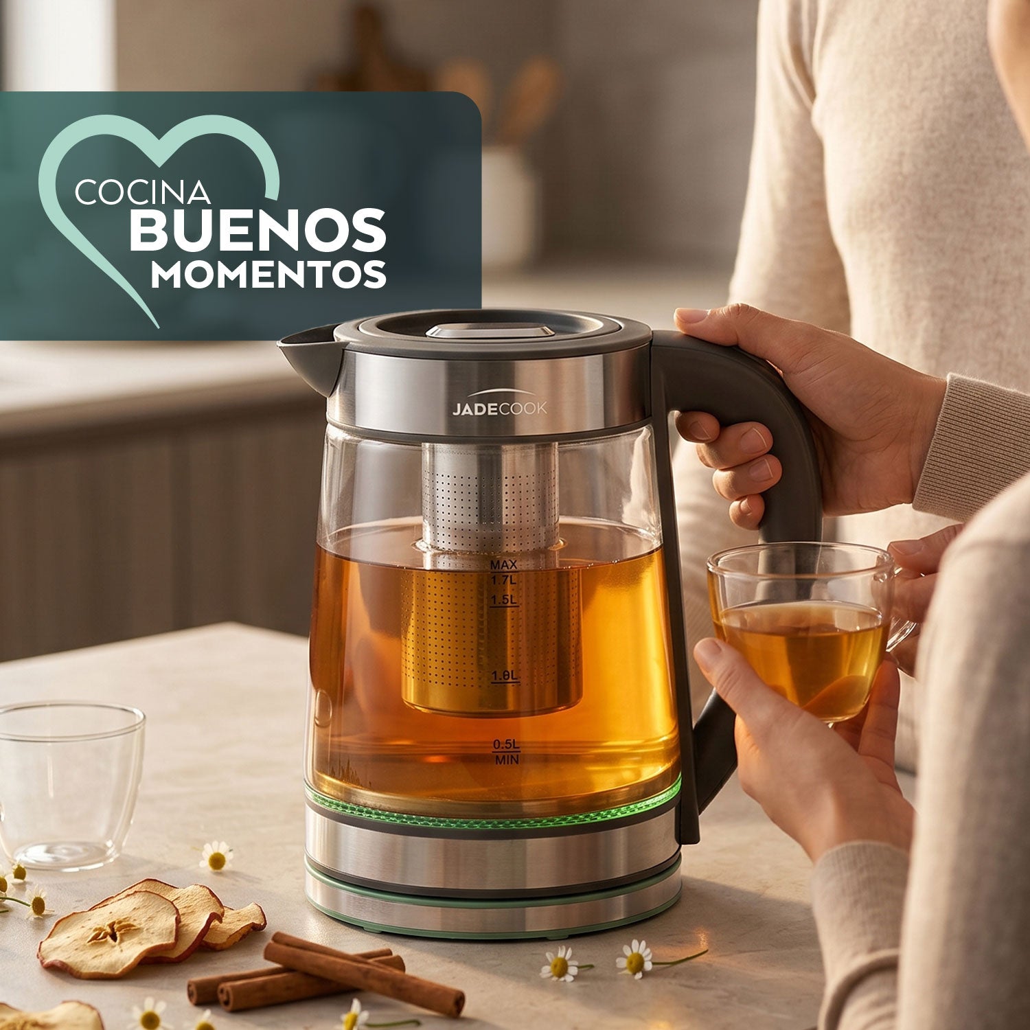 Tetera Eléctrica con Infusor Jade Cook 1.7L