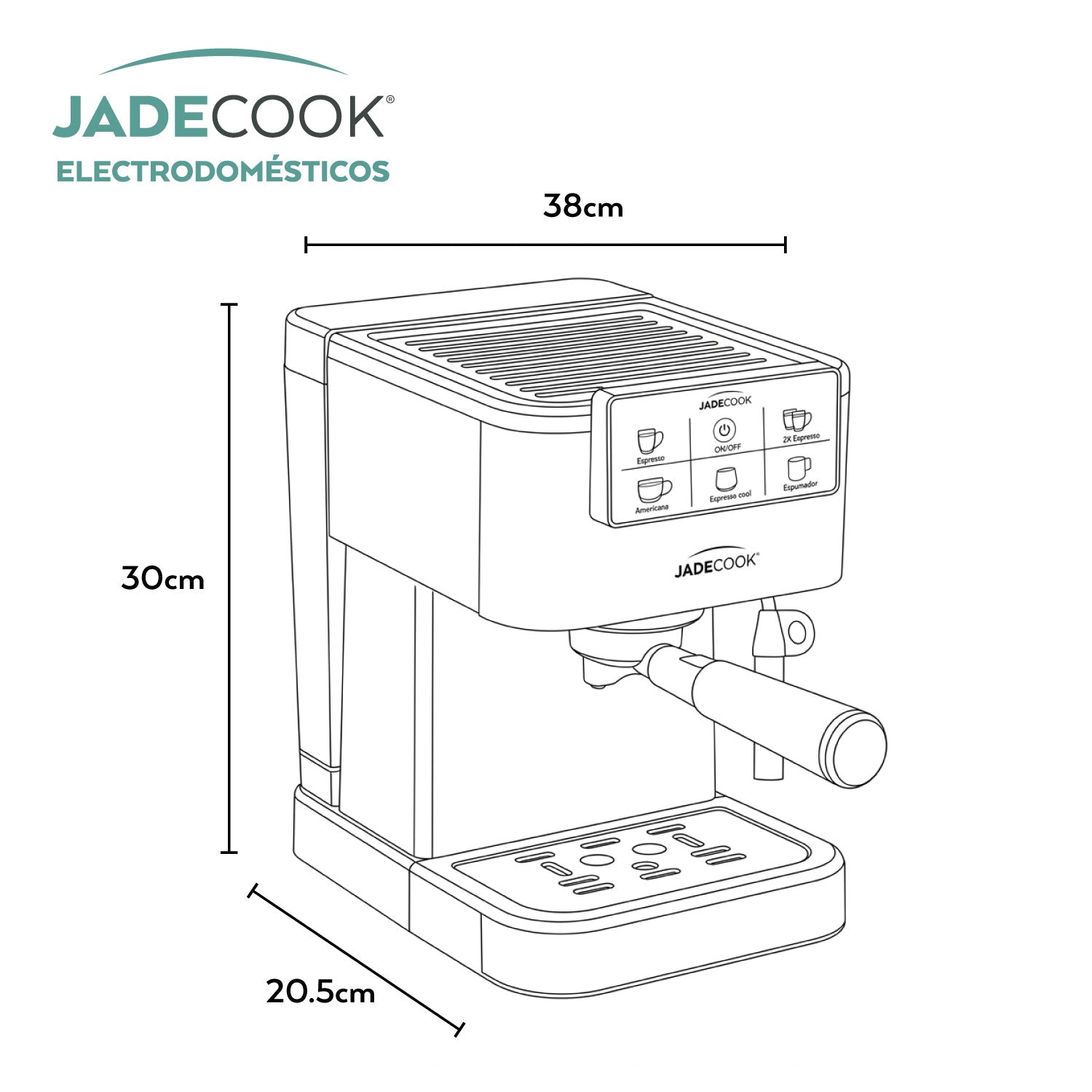Máquina de Espresso con Panel Digital Jade Cook con espumador de leche
