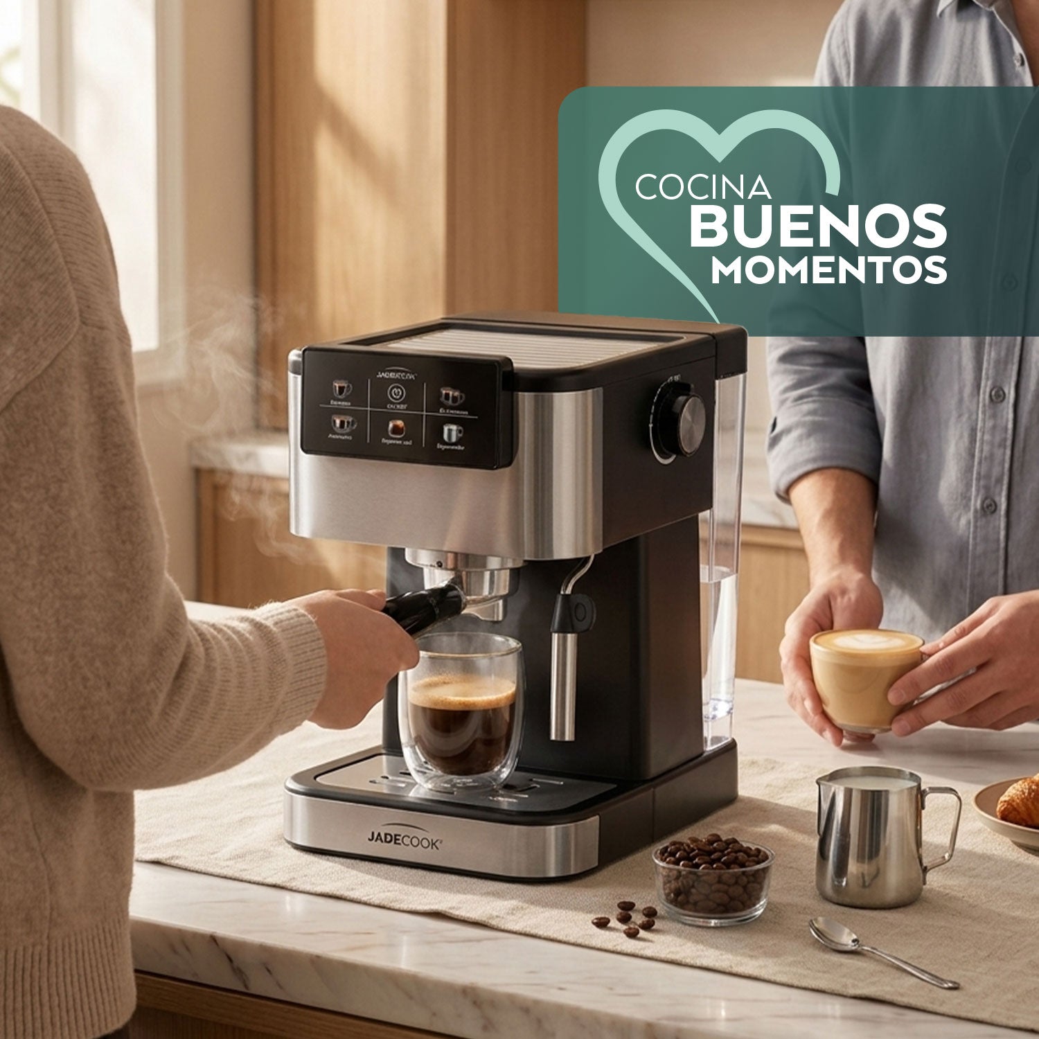 Máquina de Espresso con Panel Digital Jade Cook con espumador de leche