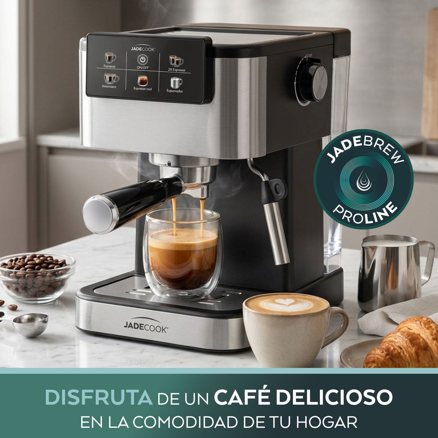 Máquina de Espresso con Panel Digital Jade Cook con espumador de leche