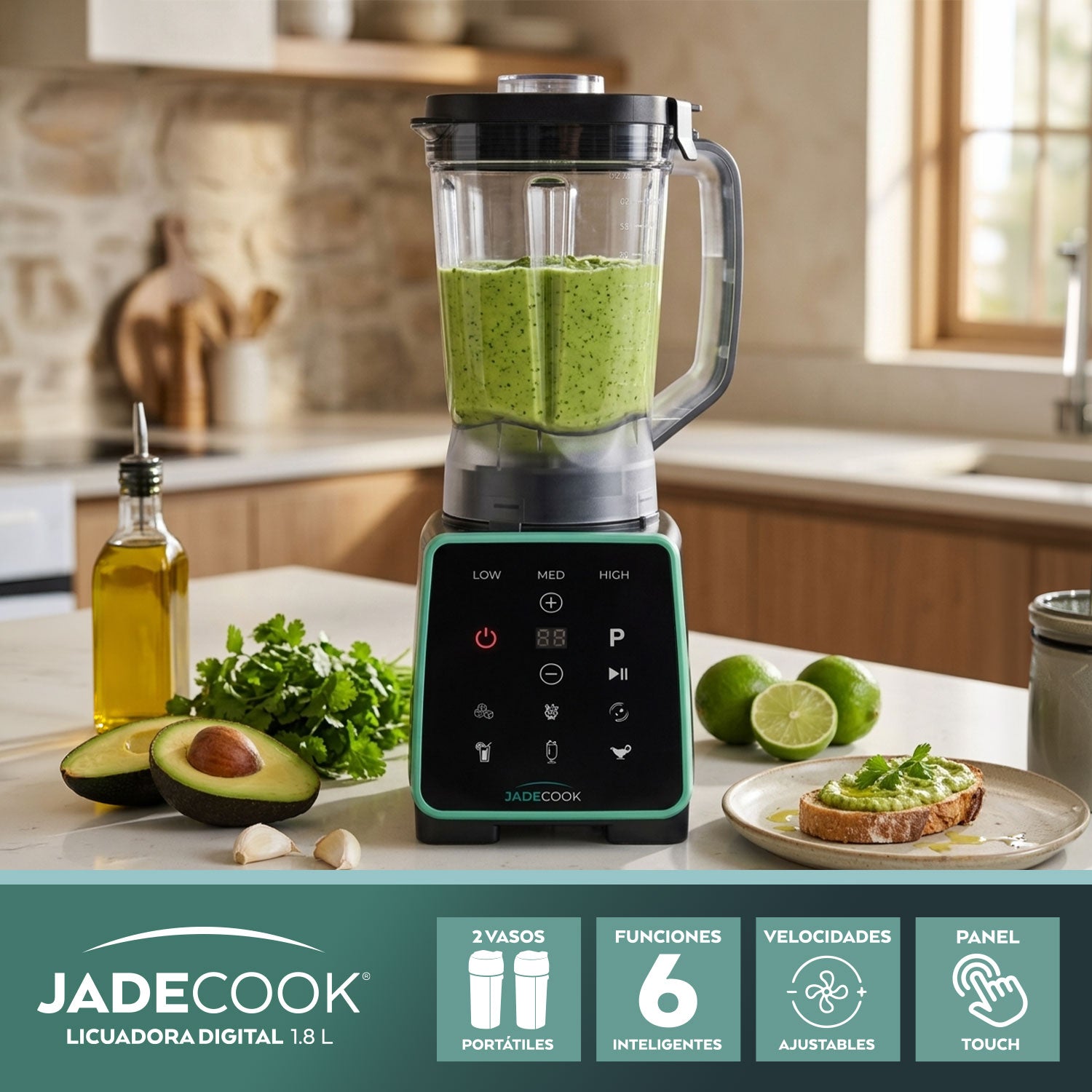 Licuadora Digital 1.8 Litros Tritán 1400 w Jade Cook