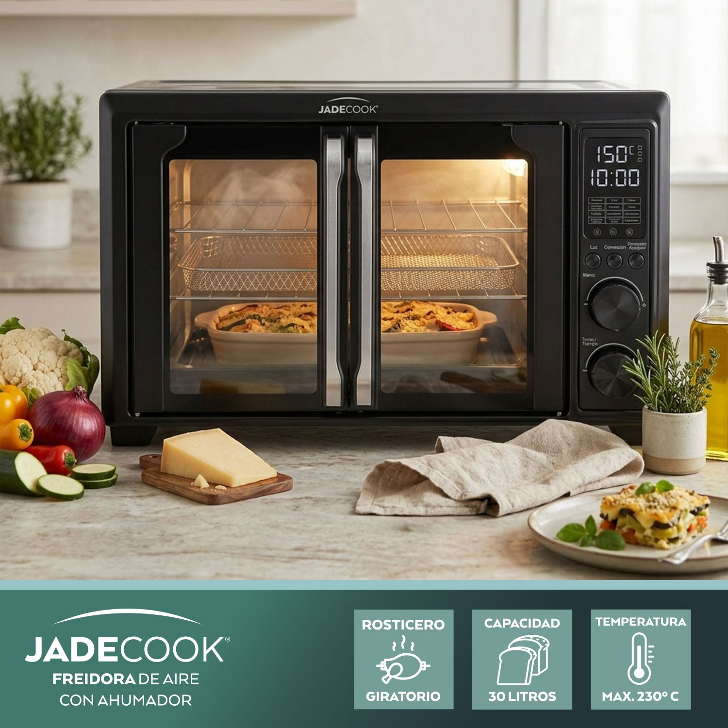 Horno con Freidora de Aire 30 L Jade Cook con Convección y Rosticero