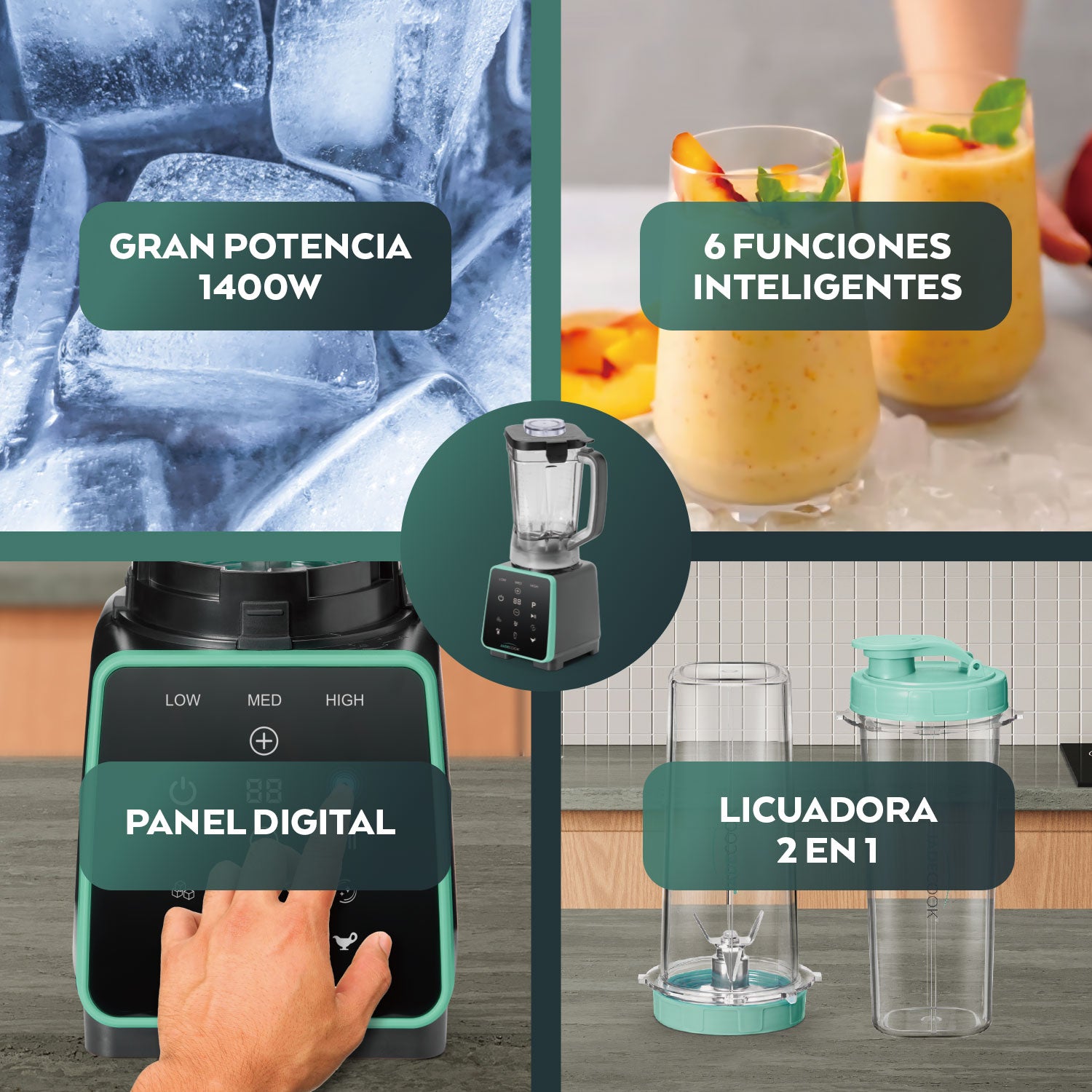 Licuadora Digital 1.8 Litros Tritán 1400 w Jade Cook