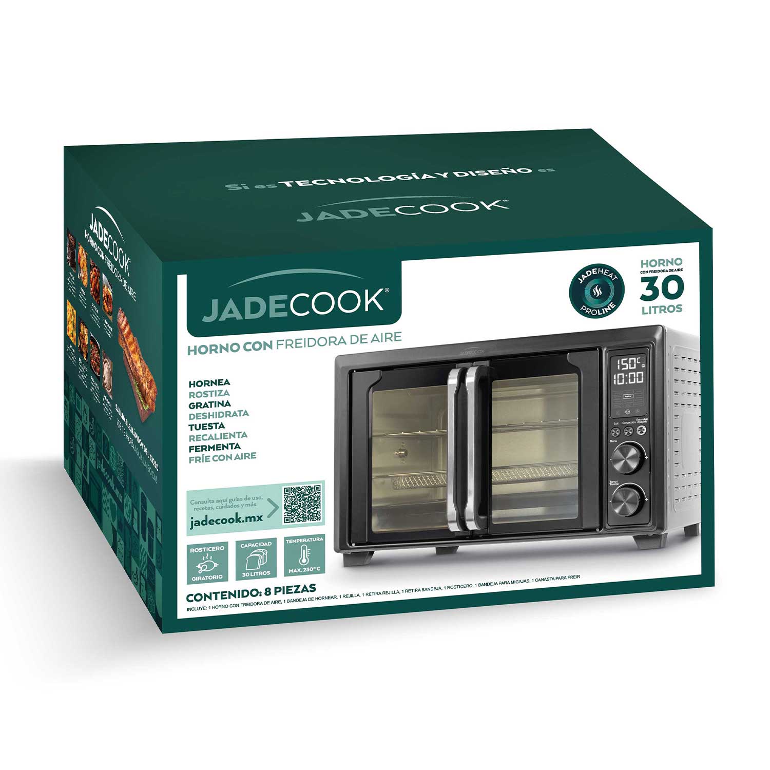 Horno con Freidora de Aire 30 L Jade Cook con Convección y Rosticero
