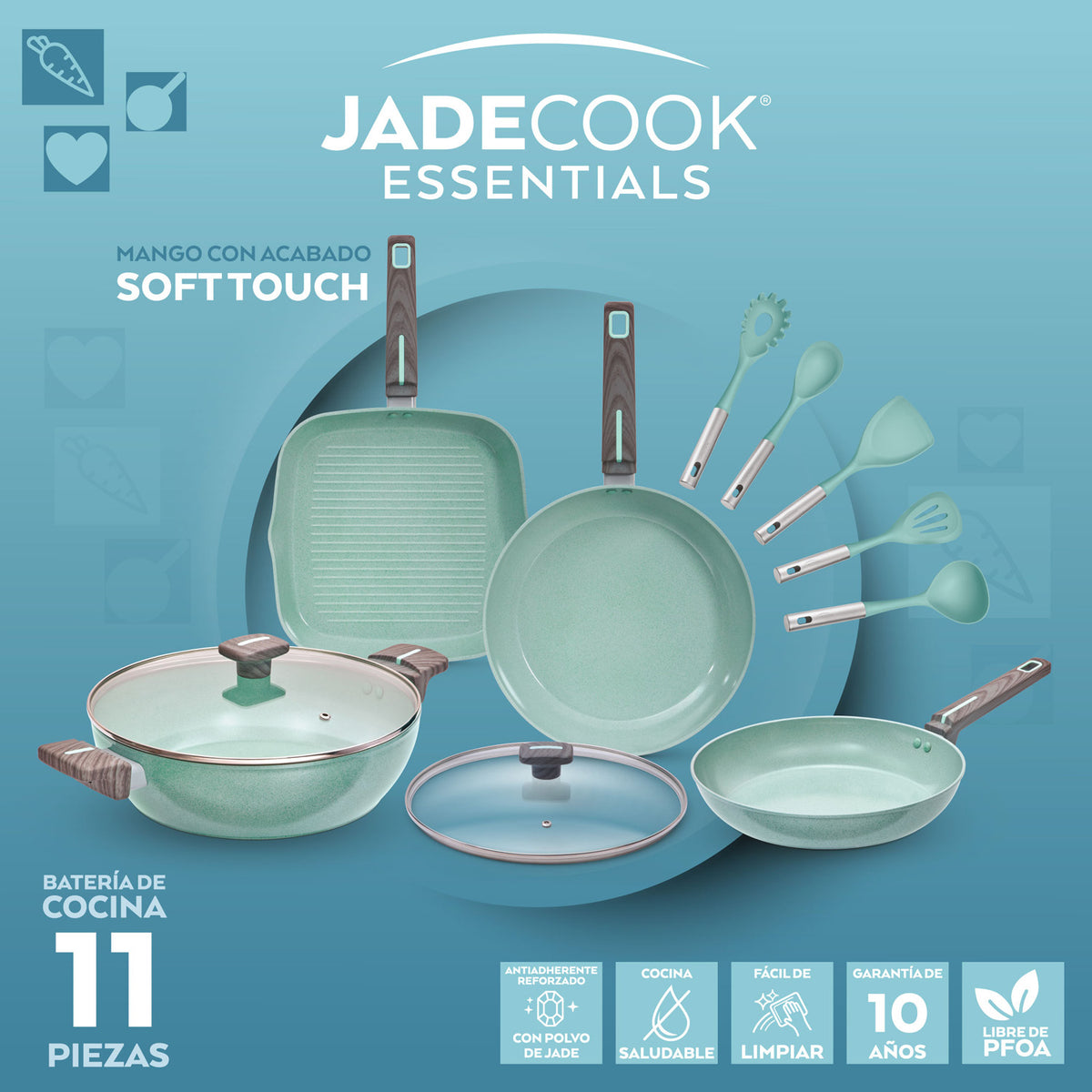 Batería de cocina Jade Cook Essentials 11 piezas