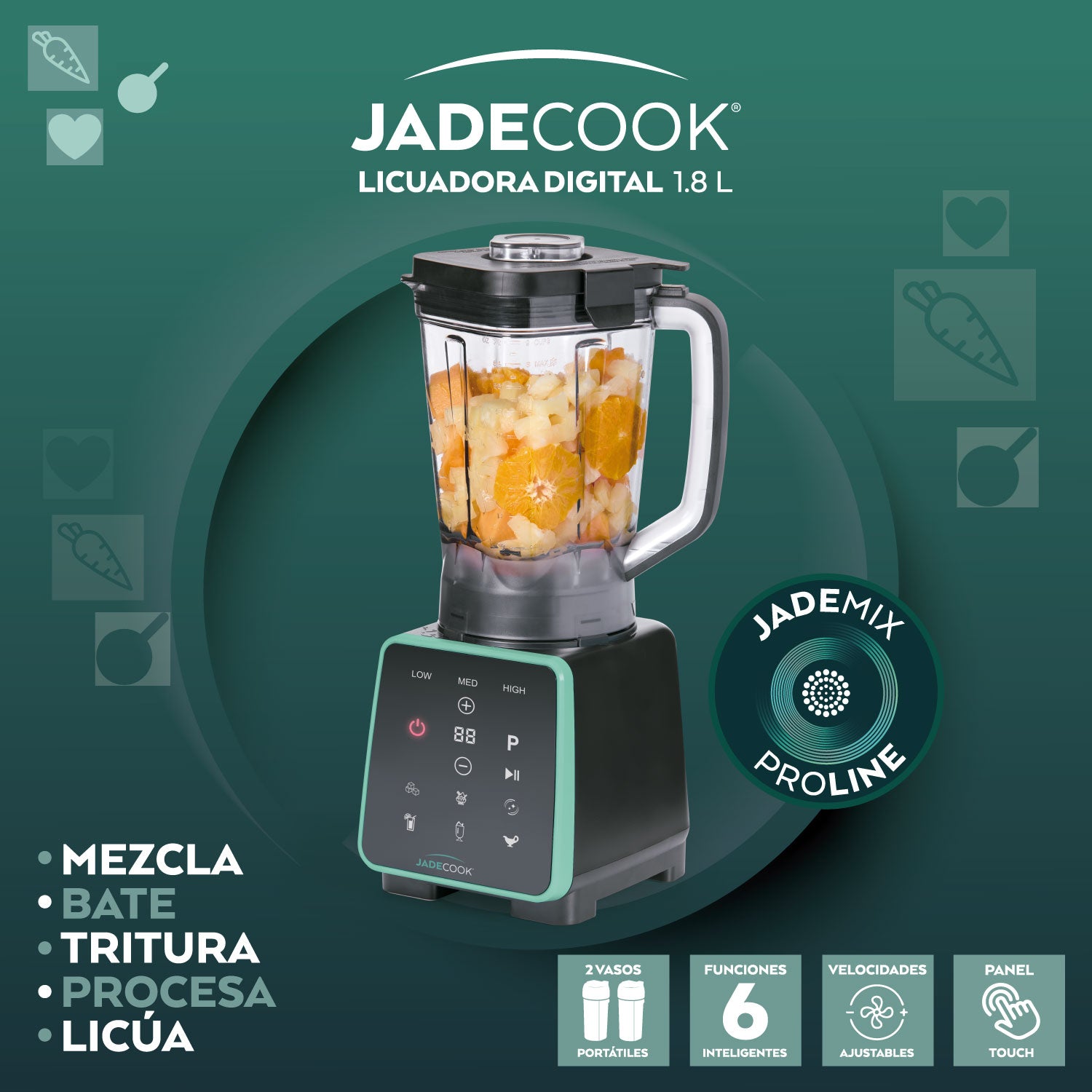 Licuadora Digital 1.8 Litros Tritán 1400 w Jade Cook