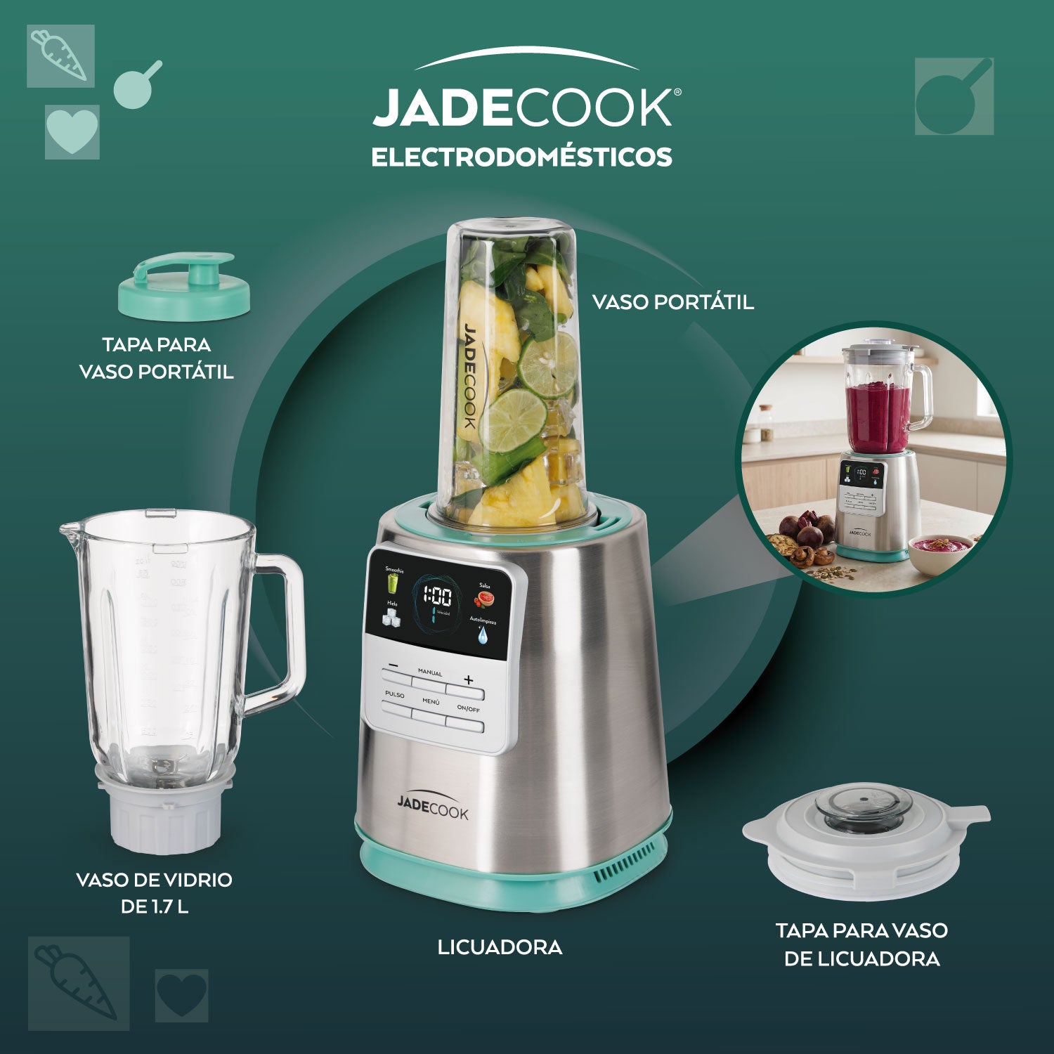 Licuadora Digital Jade Cook 1400 Watts