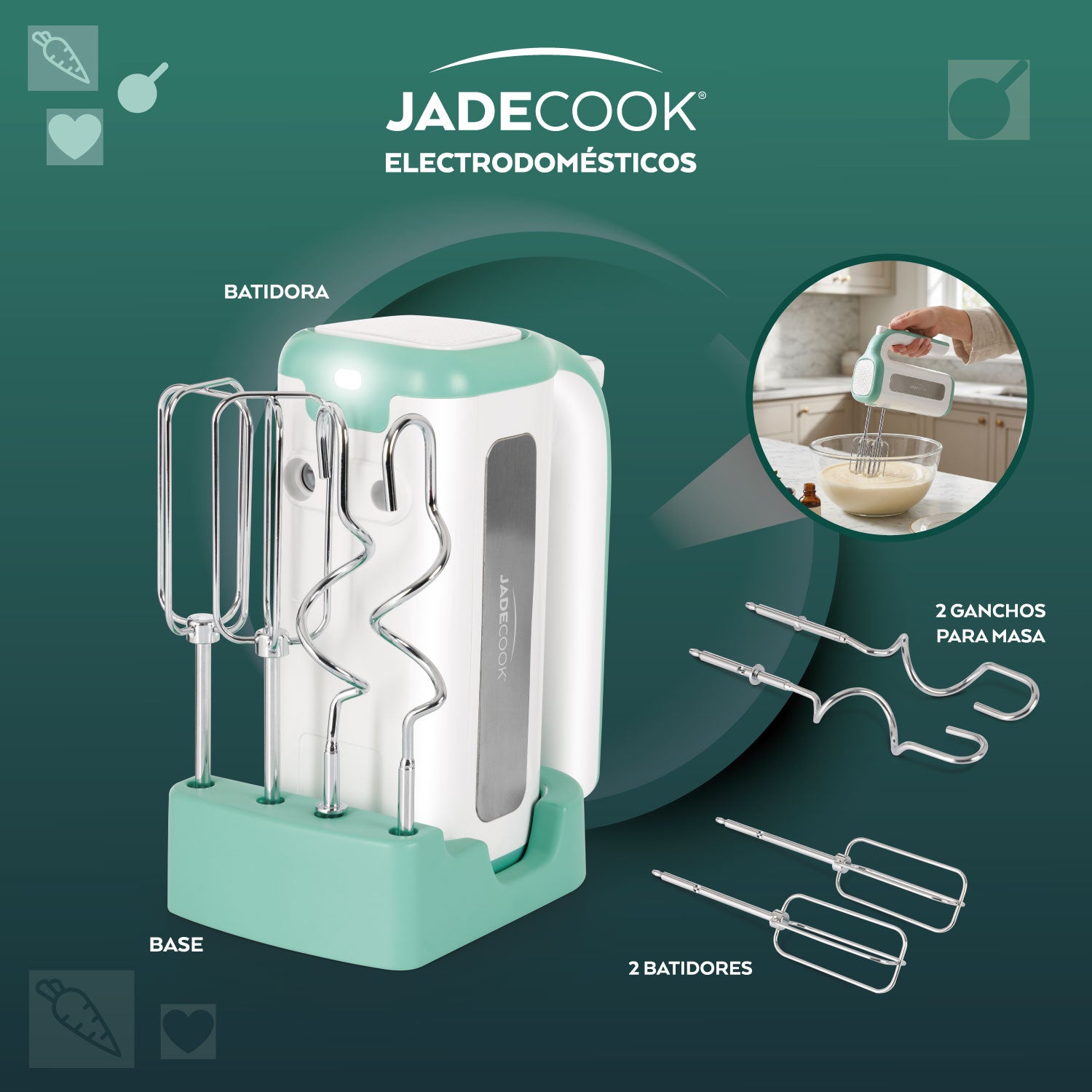 Batidora manual con accesorios Jade Cook