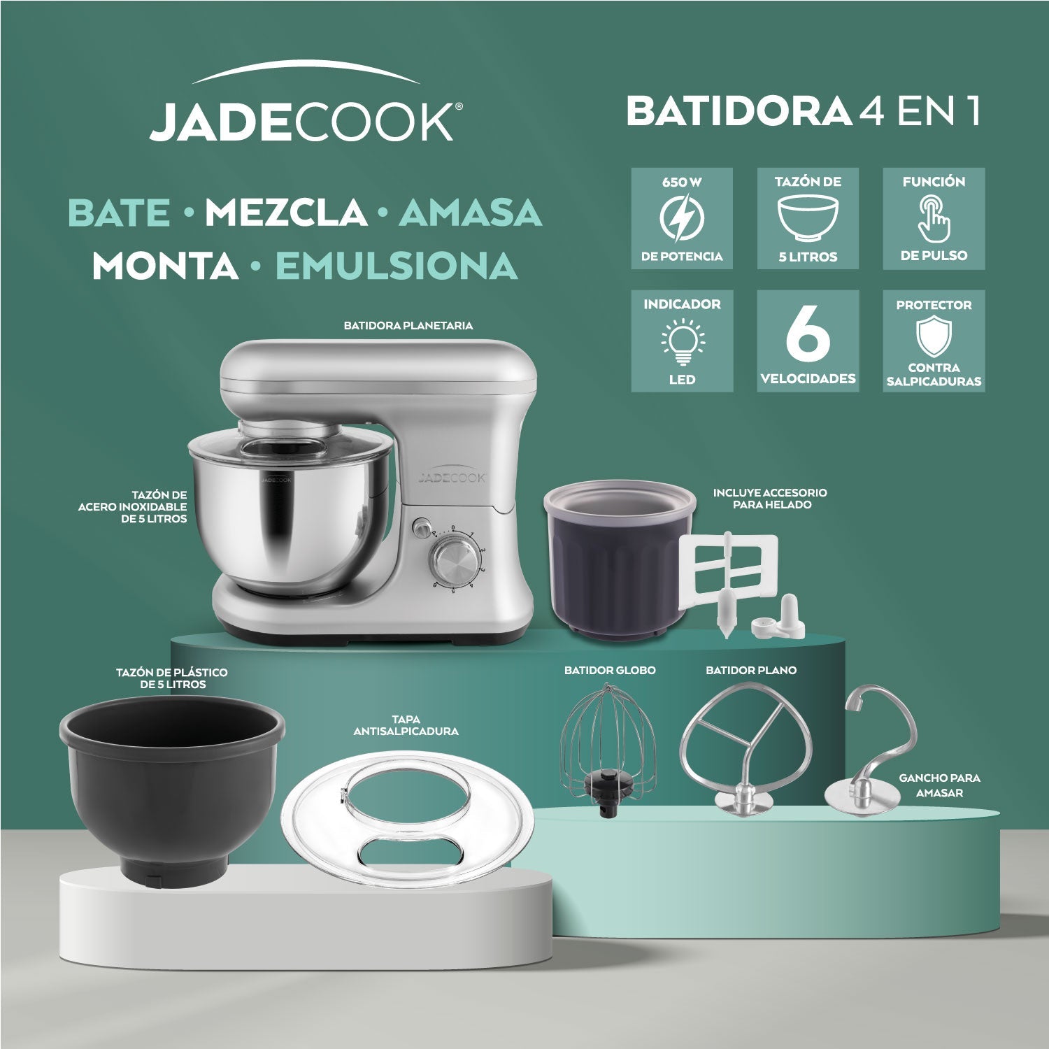 Batidora de pedestal 4 en 1 Jade Cook