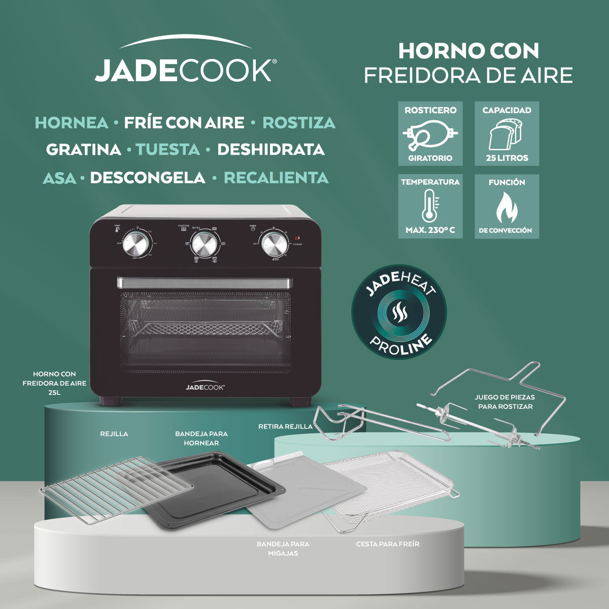 Horno con Freidora de Aire Jade Cook 25L
