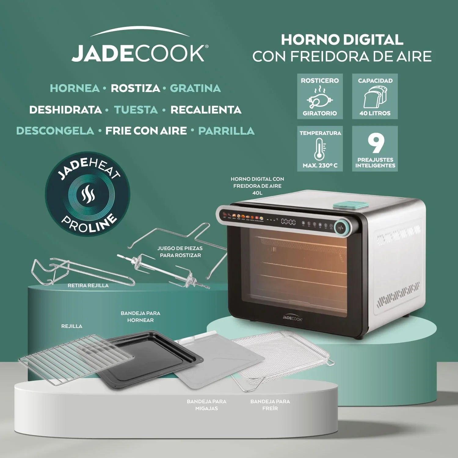 Horno digital con freidora de aire 40L Jade Cook