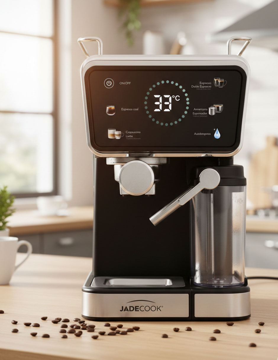 Máquina de espresso Digital Pro Jade Cook | Panel digital, espumador de leche, 20 bares de presión