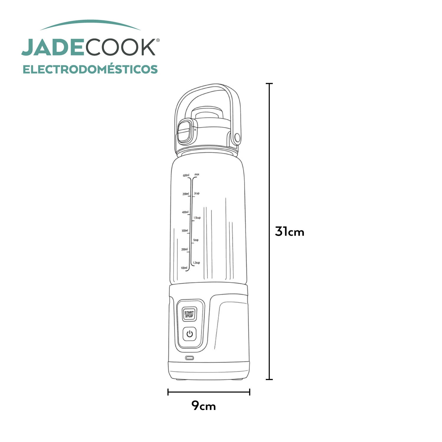Licuadora portátil Doble Aspa Jade Cook 750 ml