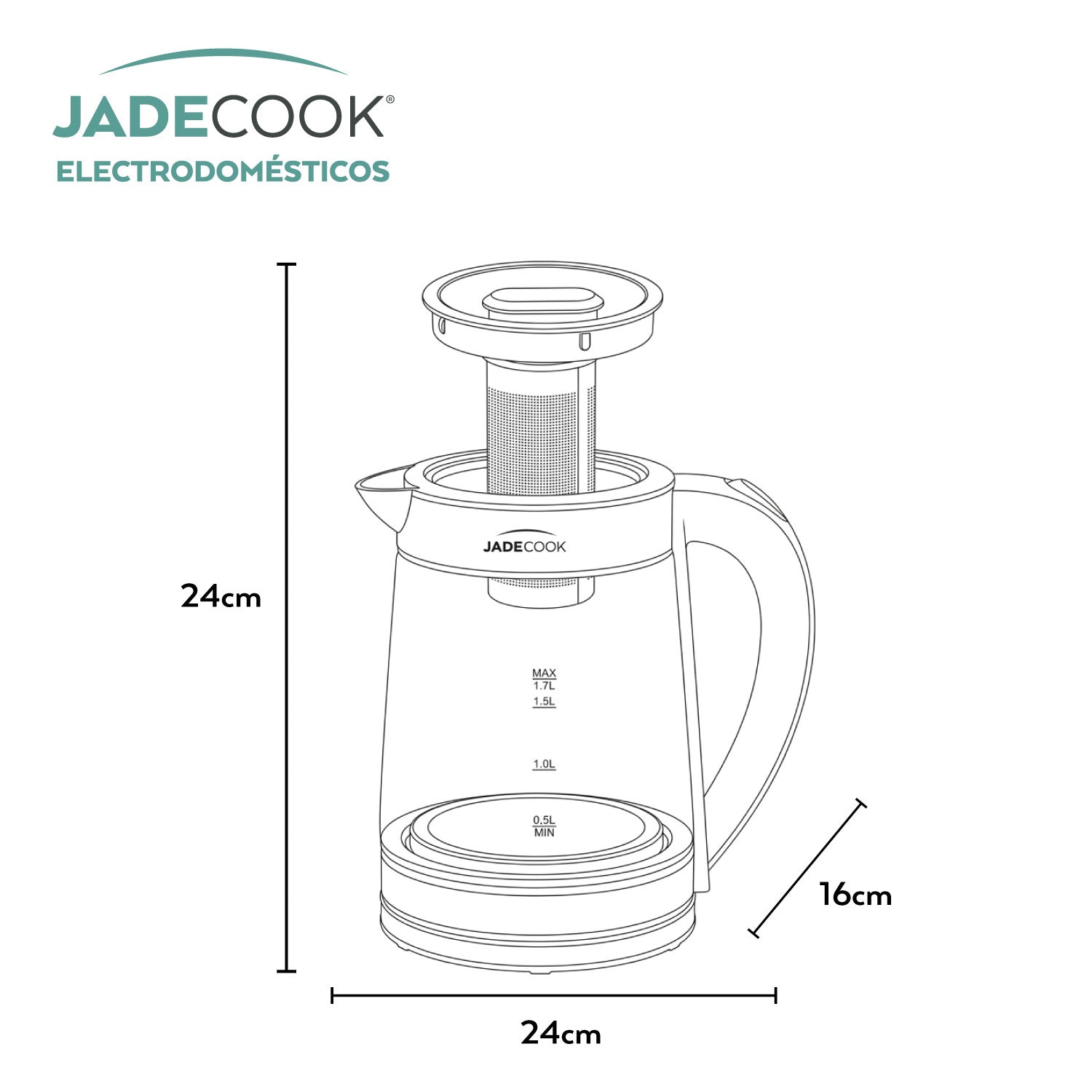 Tetera Eléctrica con Infusor Jade Cook 1.7L