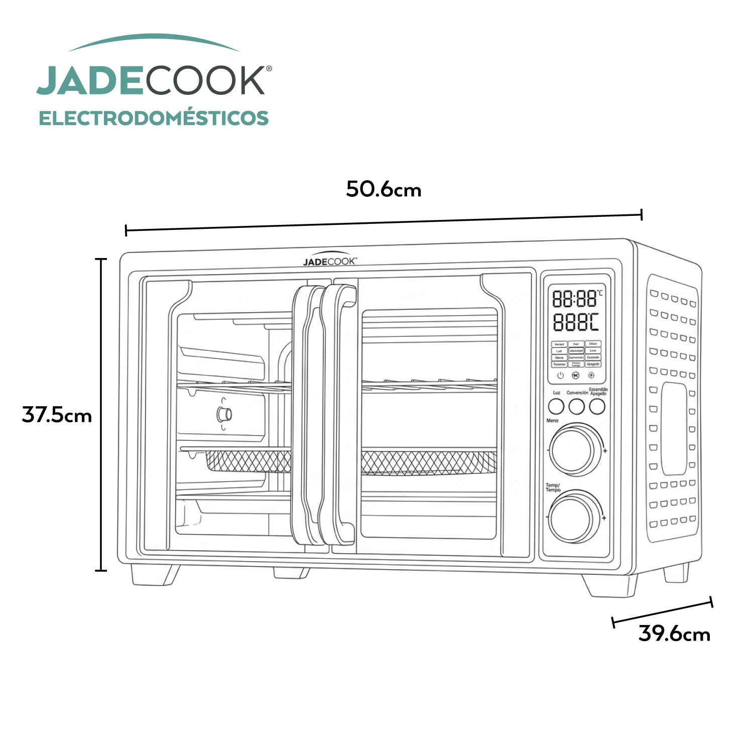 Horno con Freidora de Aire 30 L Jade Cook con Convección y Rosticero