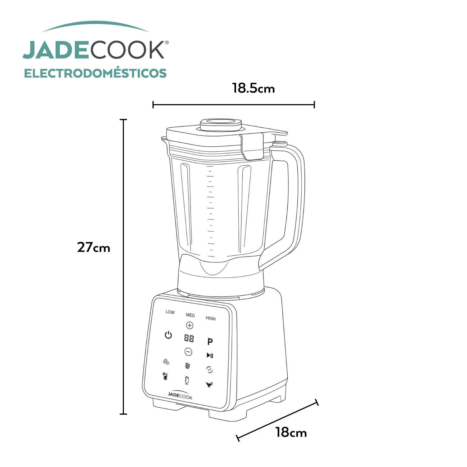 Licuadora Digital 1.8 Litros Tritán 1400 w Jade Cook